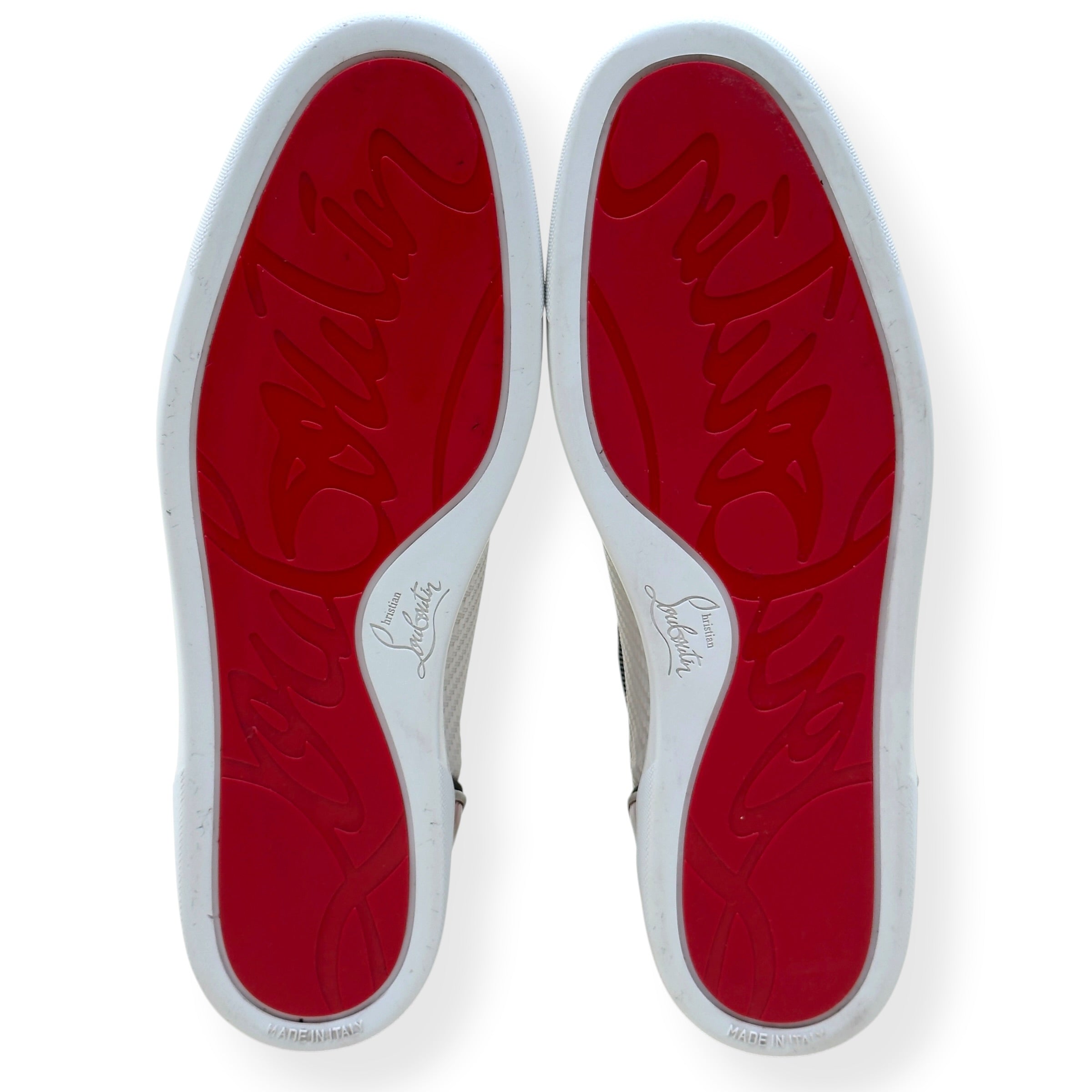 CHRISTIAN LOUBOUTIN LOUIS ORLATO HIGH-TOP SNEAKER WHITE / NAVY / RED 43 / UK9