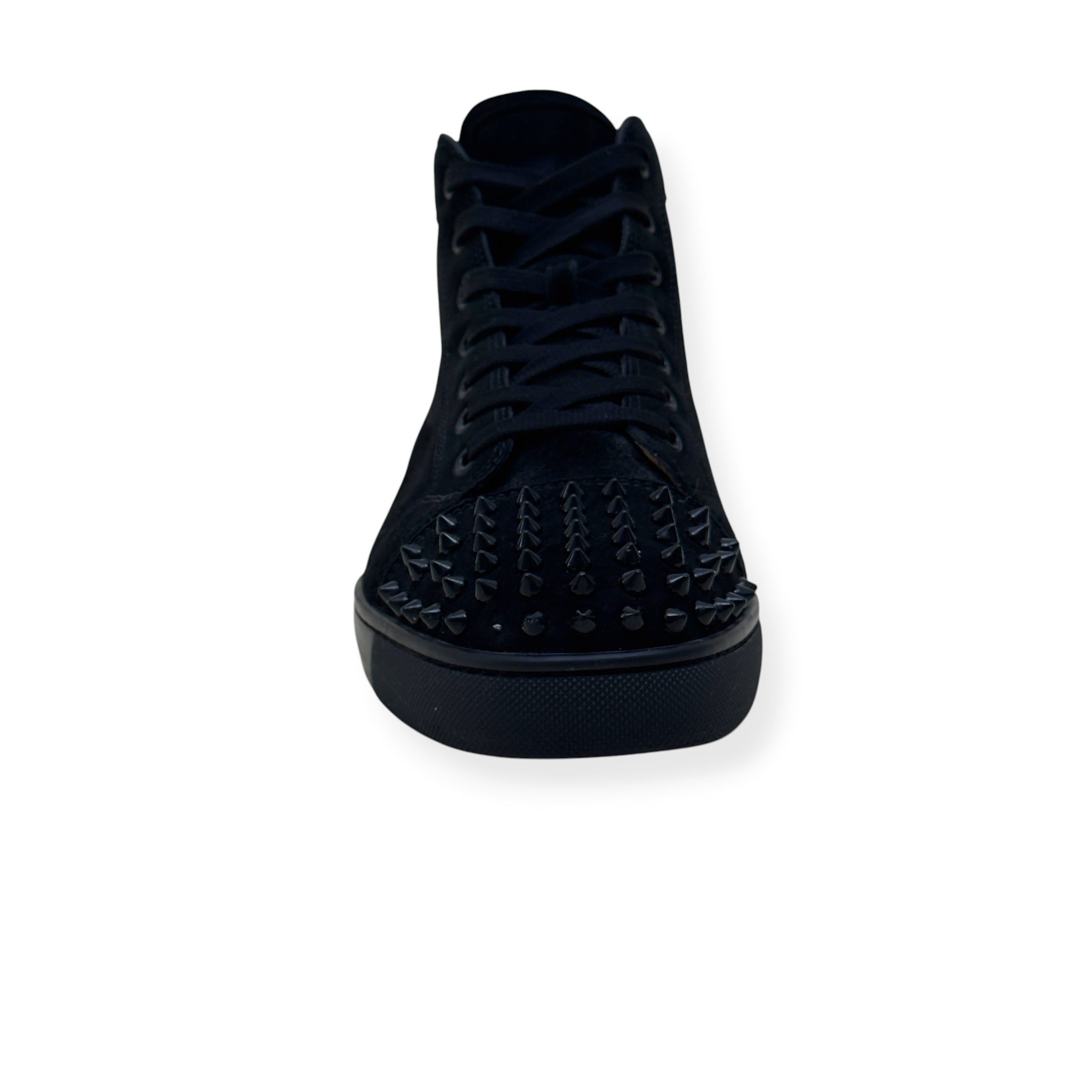 CHRISTIAN LOUBOUTIN LOUIS SPIKES HIGH-TOP SUEDE SNEAKER BLACK 43.5 / UK9.5