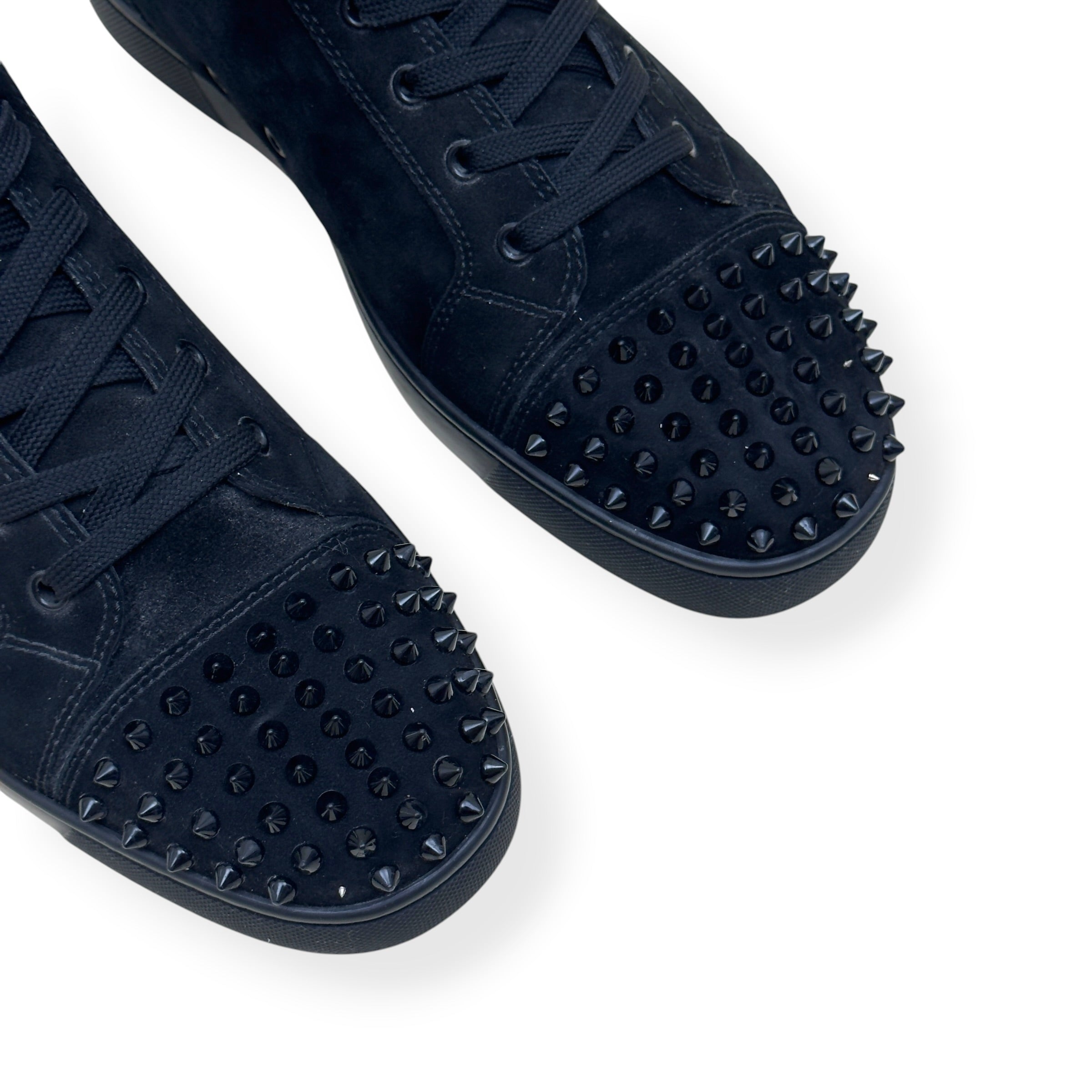 CHRISTIAN LOUBOUTIN LOUIS SPIKES HIGH-TOP SUEDE SNEAKER BLACK 43.5 / UK9.5