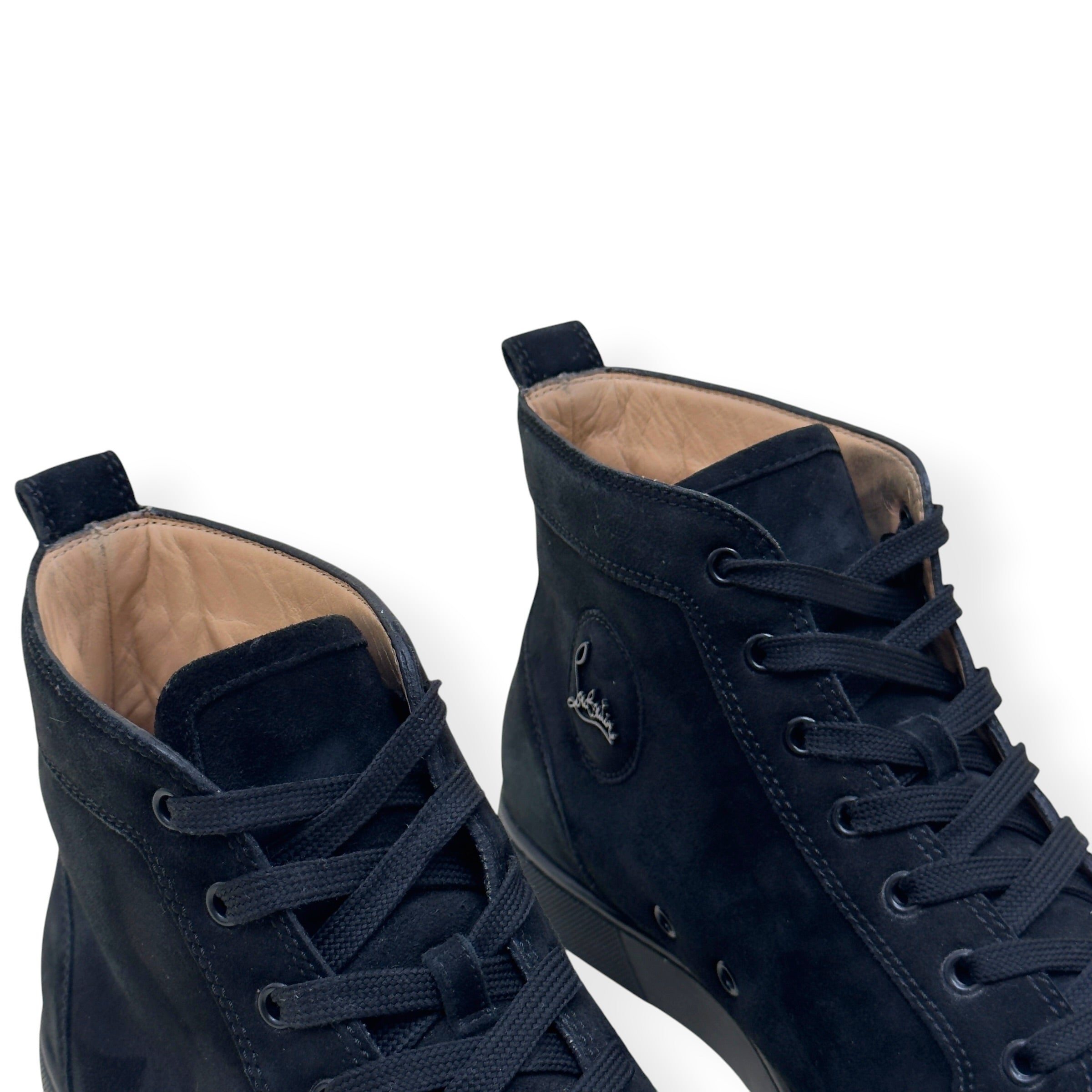 CHRISTIAN LOUBOUTIN LOUIS SPIKES HIGH-TOP SUEDE SNEAKER BLACK 43.5 / UK9.5