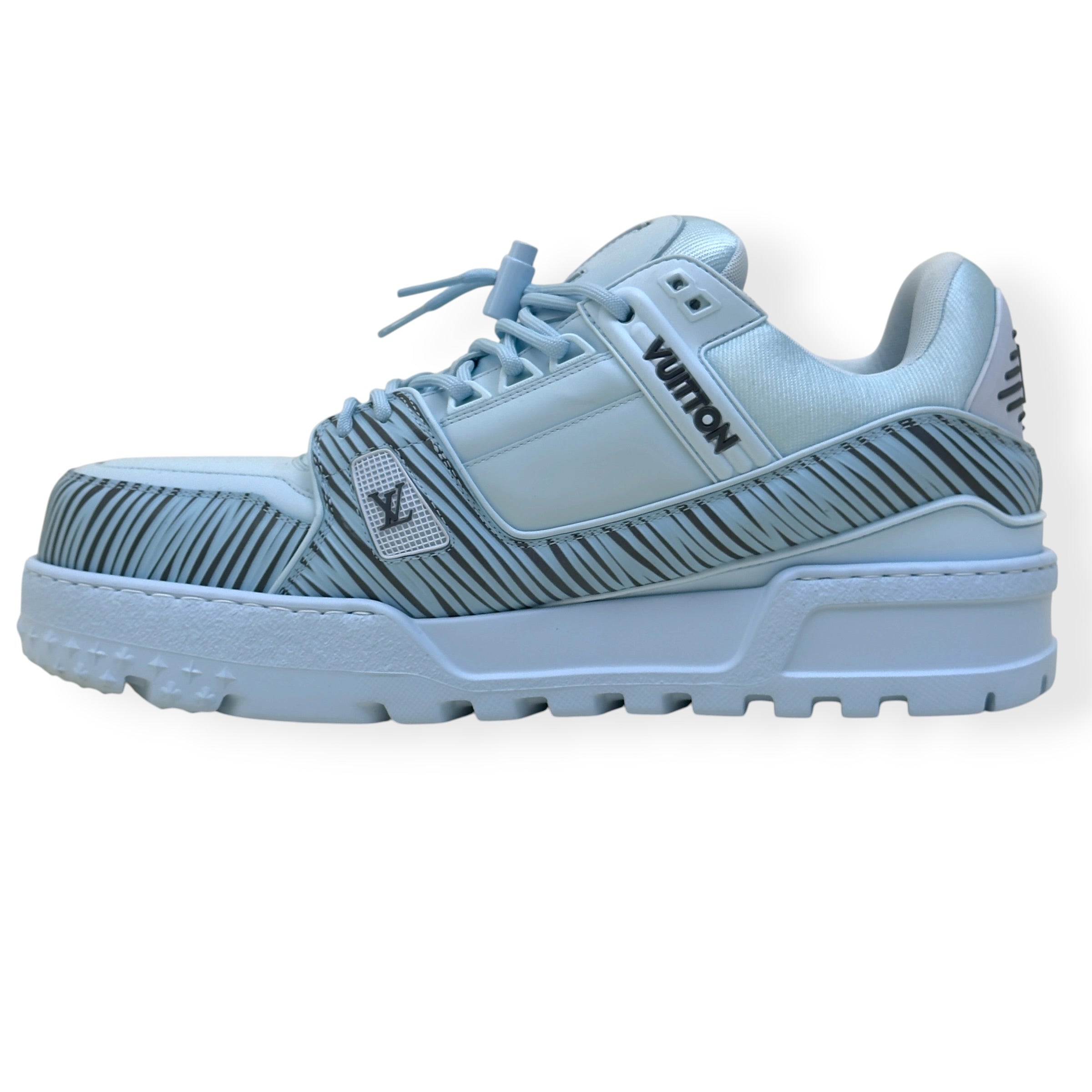 LOUIS VUITTON X PARK SEO-BO LV TRAINER MAXI SNEAKER LIGHT BLUE UK10
