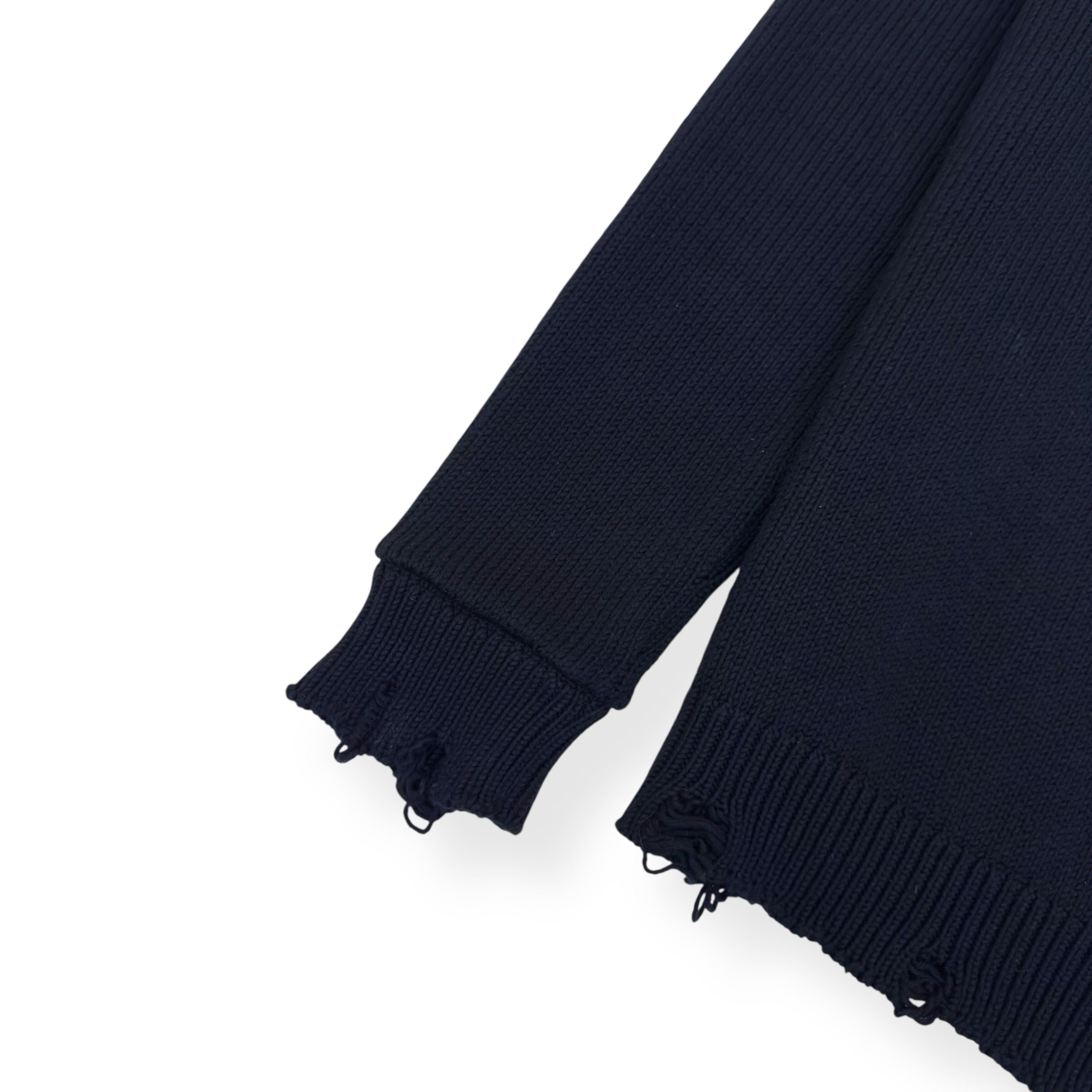 SAINT LAURENT RAW-TRIMMED WOVEN SWEATER BLACK M