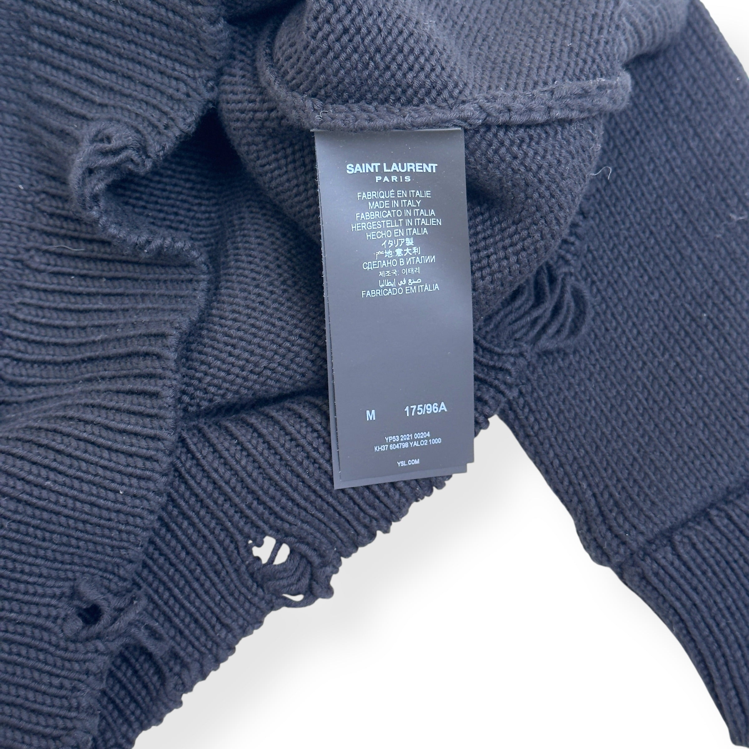 SAINT LAURENT RAW-TRIMMED WOVEN SWEATER BLACK M