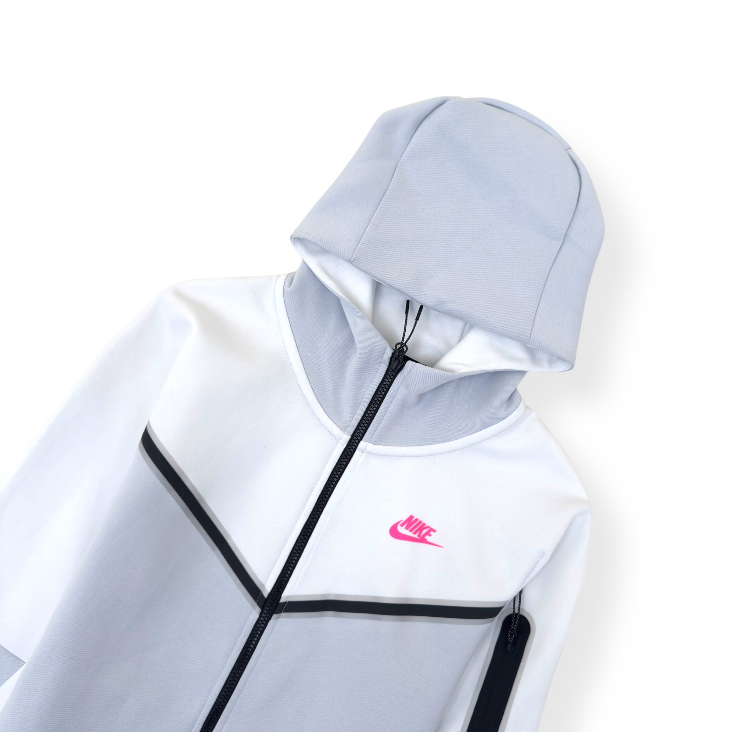 NIKE TECH FLEECE HOODIE WHITE / GREY / PINK S