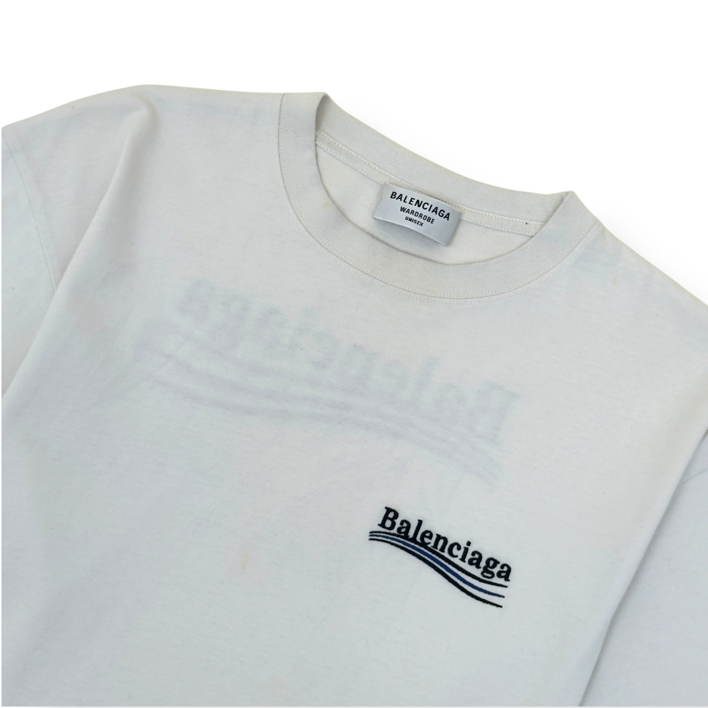 BALENCIAGA POLITICAL LOGO T-SHIRT WHITE XS