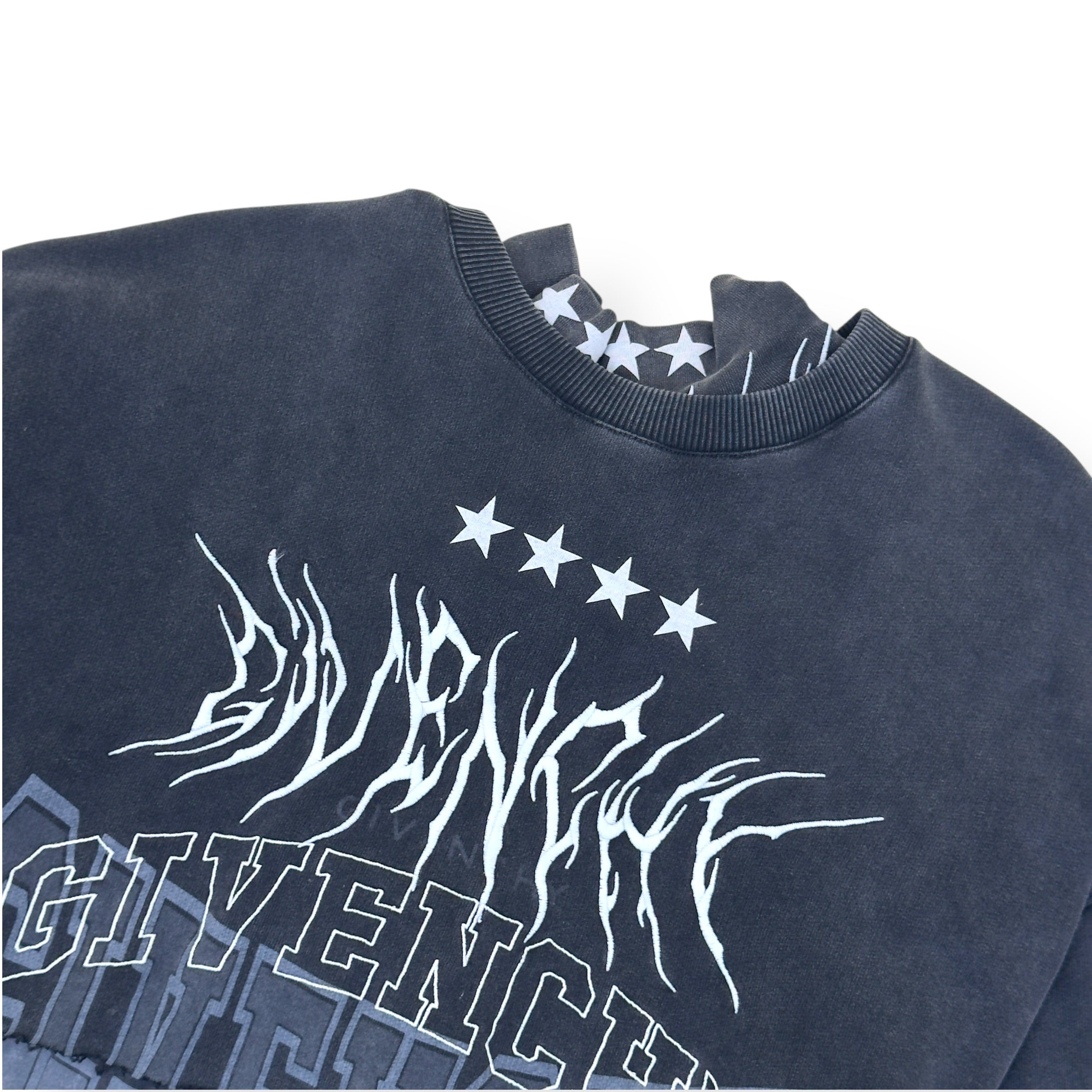 GIVENCHY LAYERED GRAPHIC SHORY-SLEEVE BALACLAVA T-SHIRT CHARCOAL M