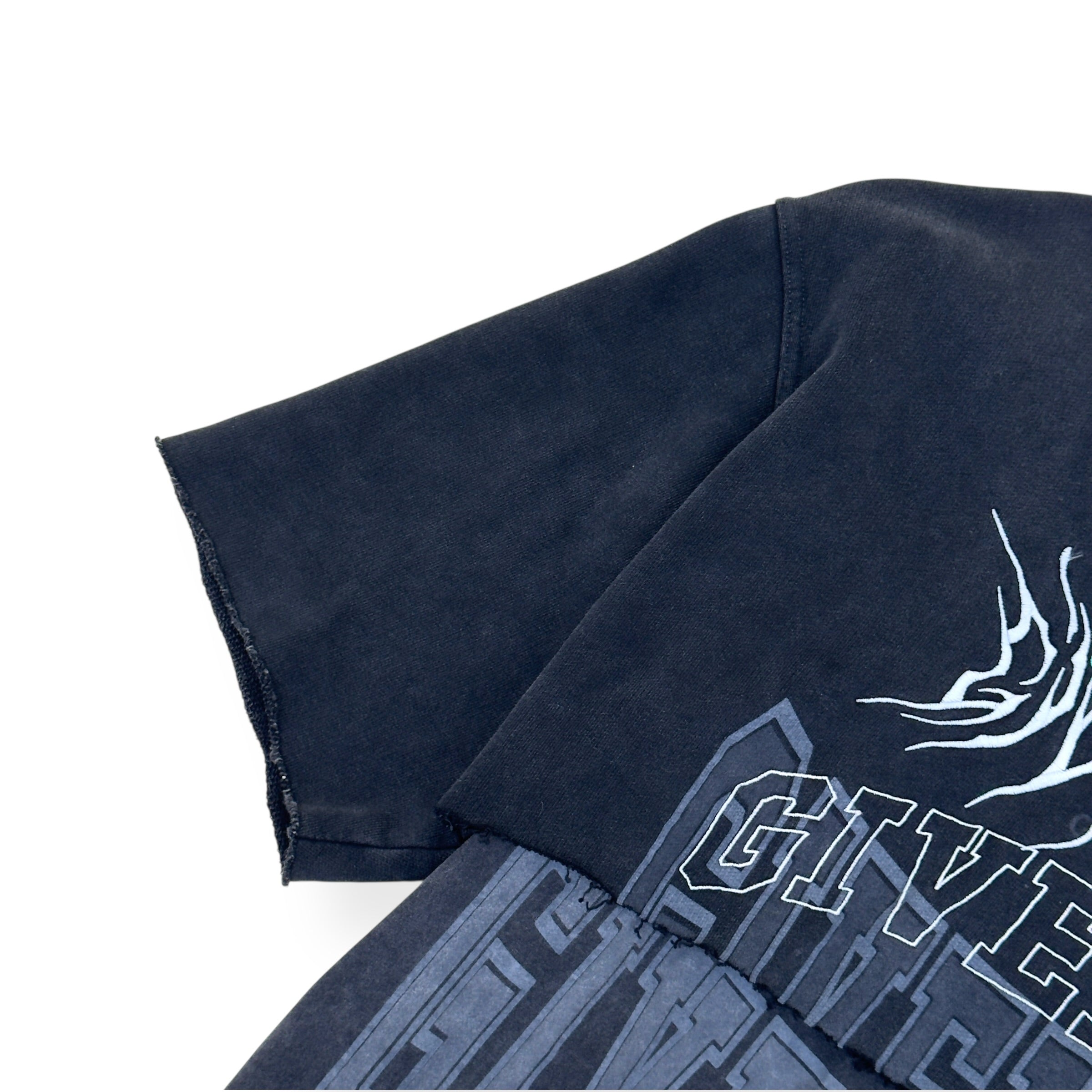 GIVENCHY LAYERED GRAPHIC SHORY-SLEEVE BALACLAVA T-SHIRT CHARCOAL M