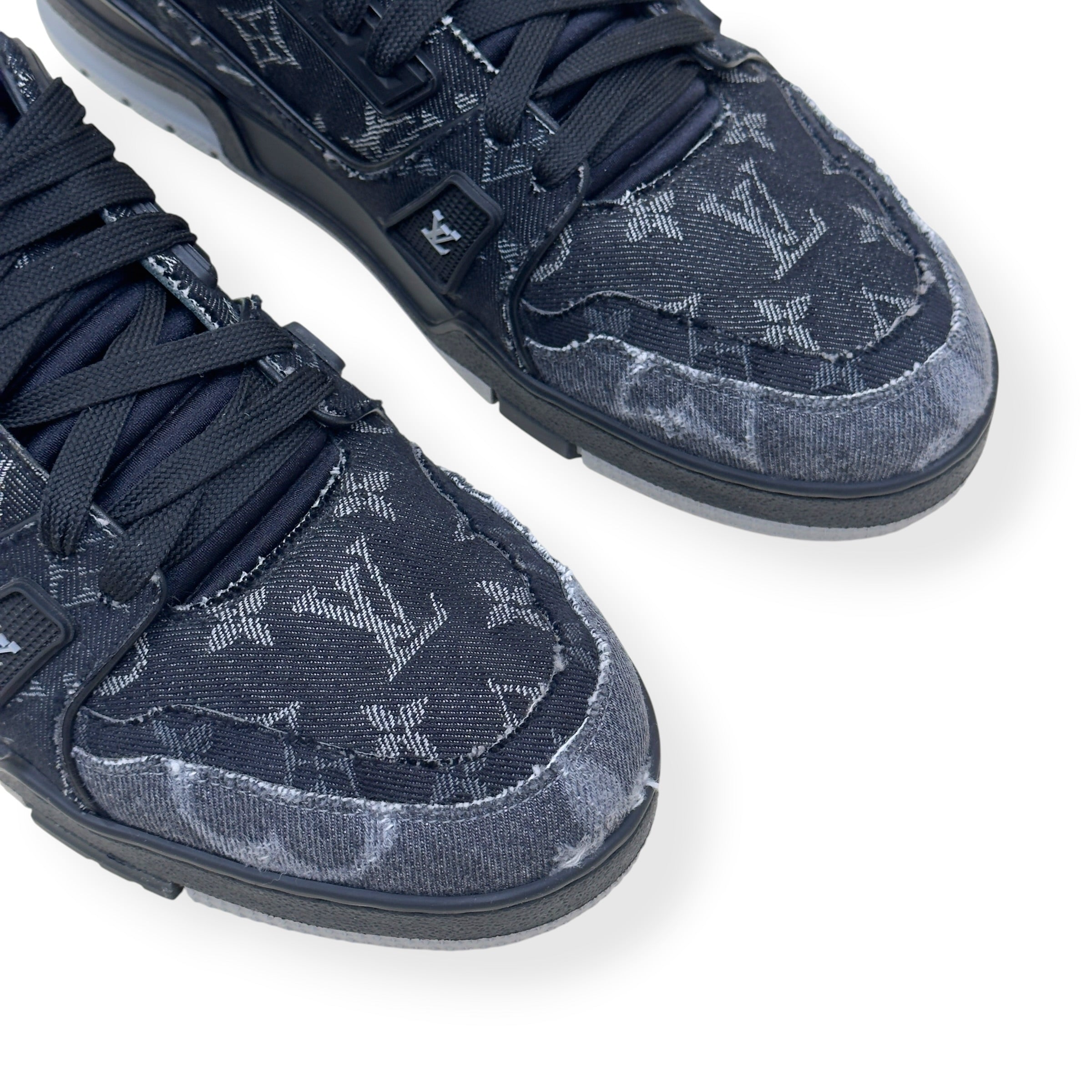 LOUIS VUITTON LV TRAINER MONOGRAM DENIM SNEAKER BLACK UK8