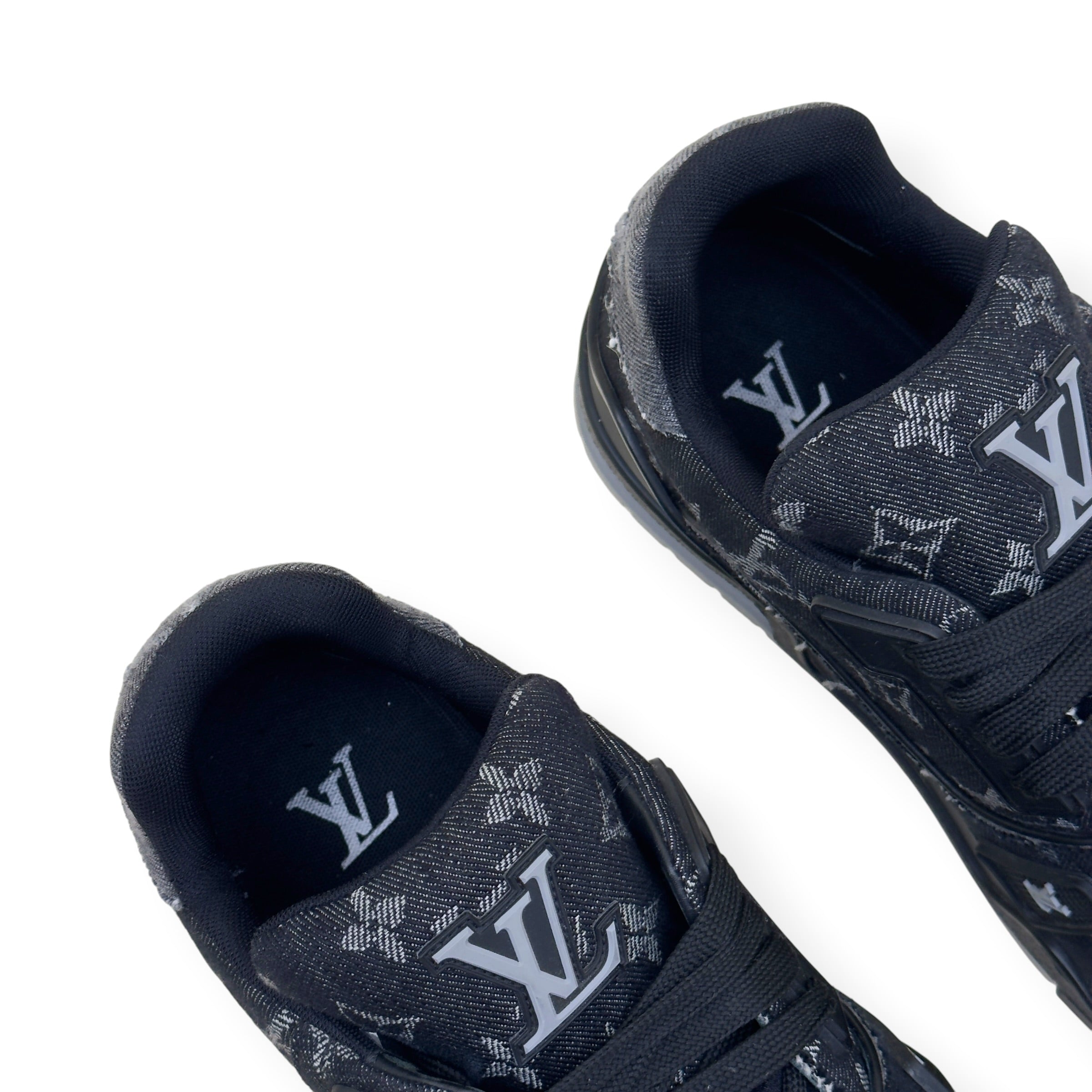 LOUIS VUITTON LV TRAINER MONOGRAM DENIM SNEAKER BLACK UK8