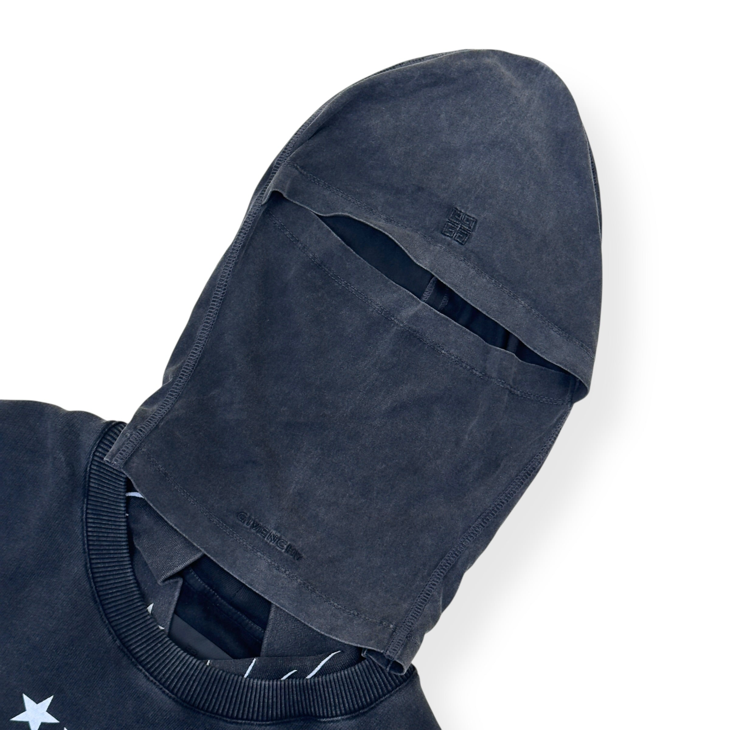 GIVENCHY LAYERED GRAPHIC SHORY-SLEEVE BALACLAVA T-SHIRT CHARCOAL M