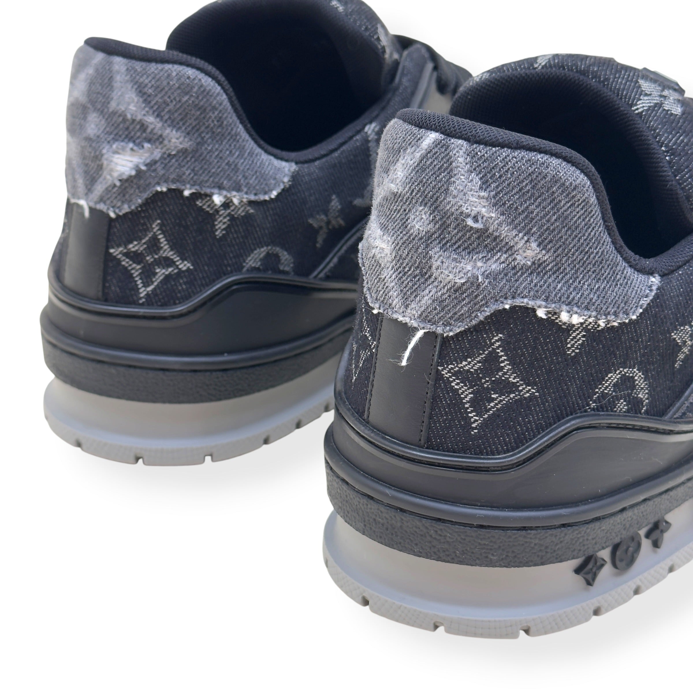 LOUIS VUITTON LV TRAINER MONOGRAM DENIM SNEAKER BLACK UK8