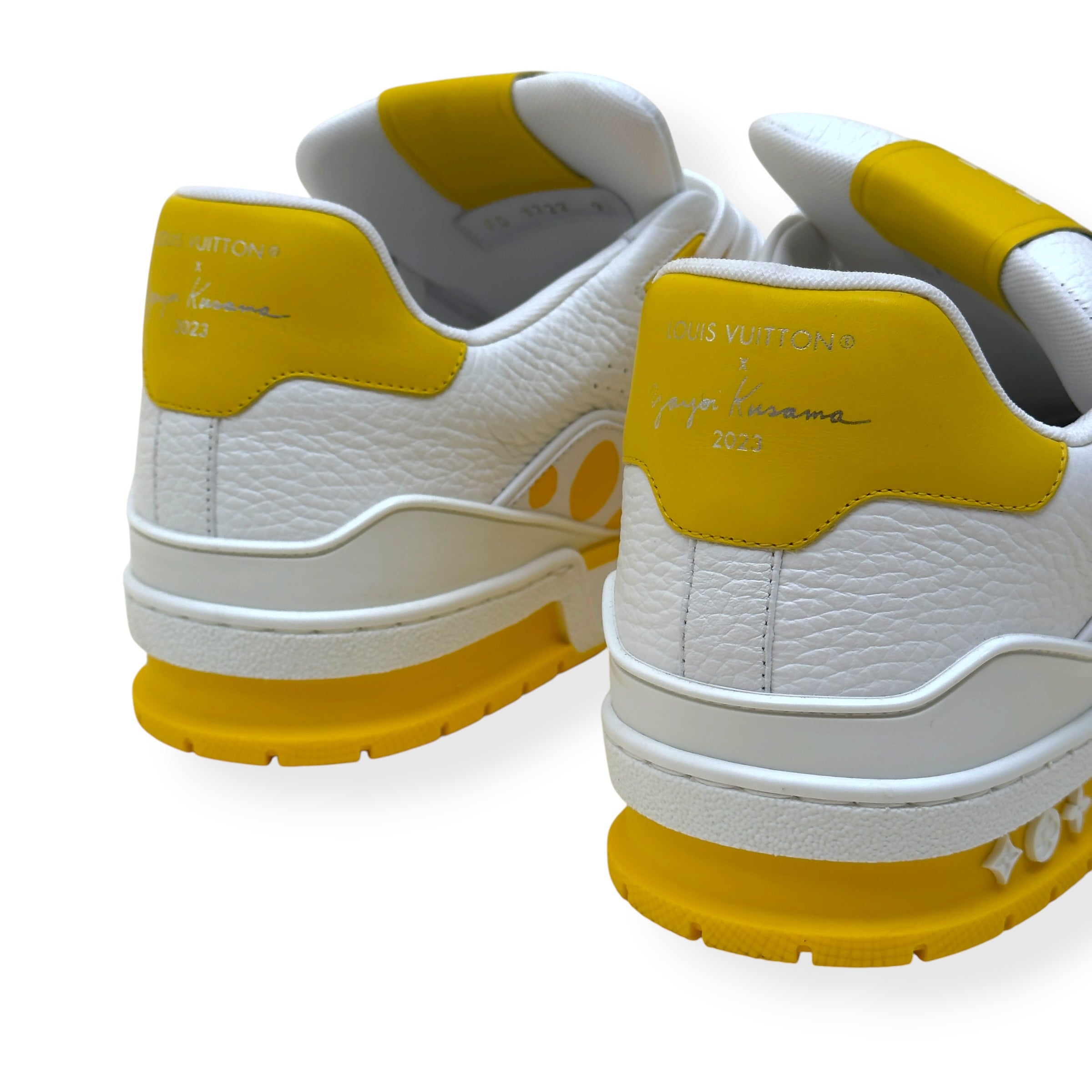 LOUIS VUITTON X YAYOI KUSAMA LV TRAINER SNEAKER WHITE / YELLOW UK8