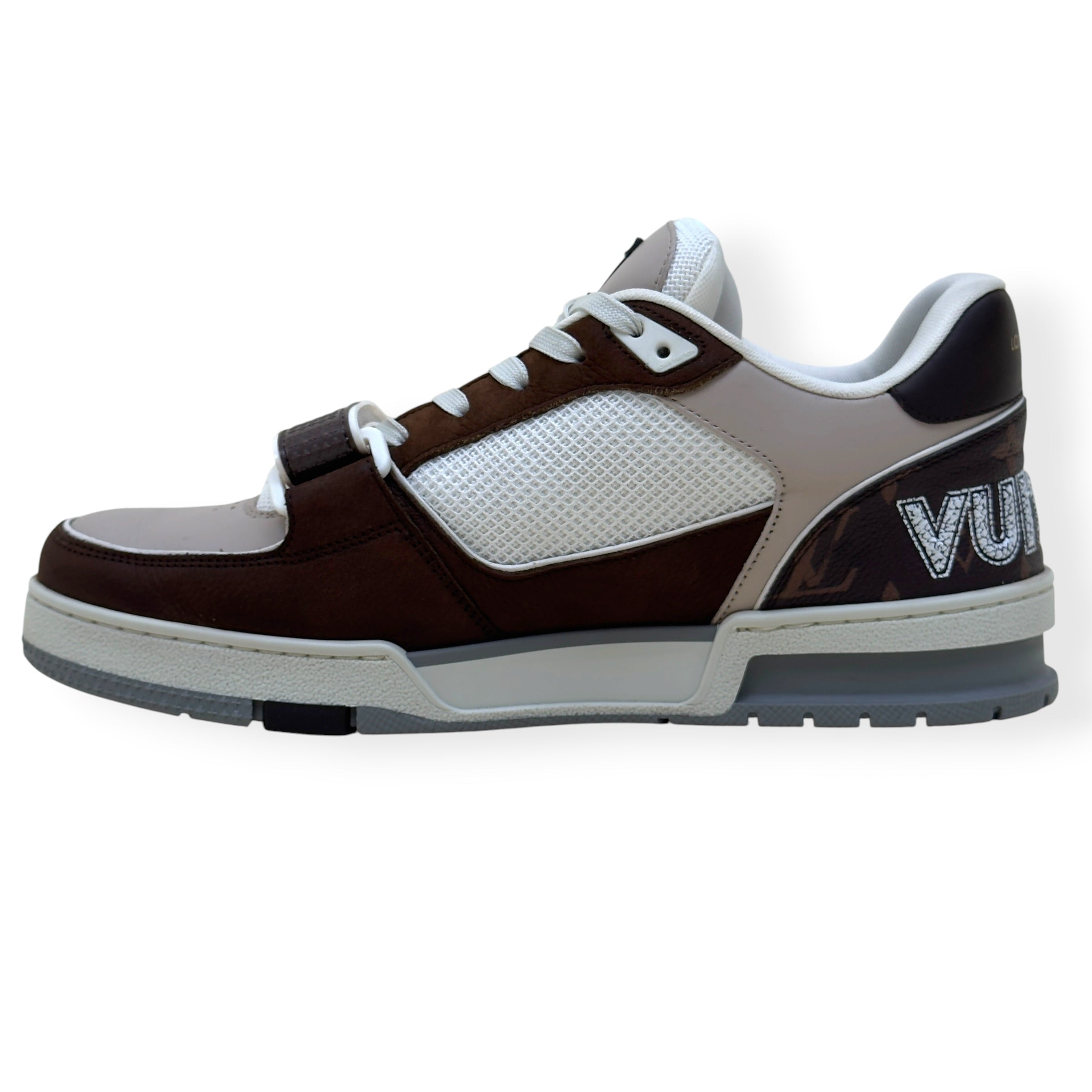 LOUIS VUITTON LV TRAINER MONOGRAM ECLIPSE SNEAKER BROWN UK7.5