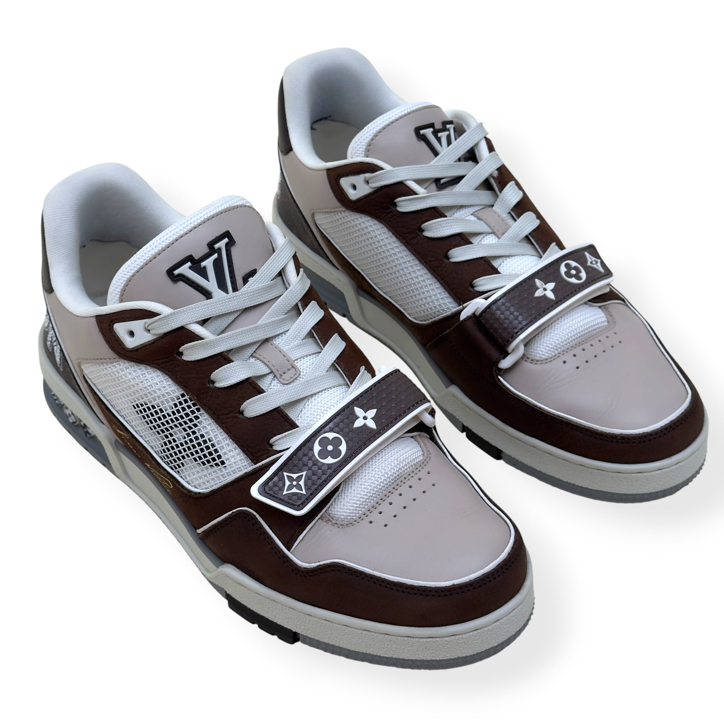 LOUIS VUITTON LV TRAINER MONOGRAM ECLIPSE SNEAKER BROWN UK7.5