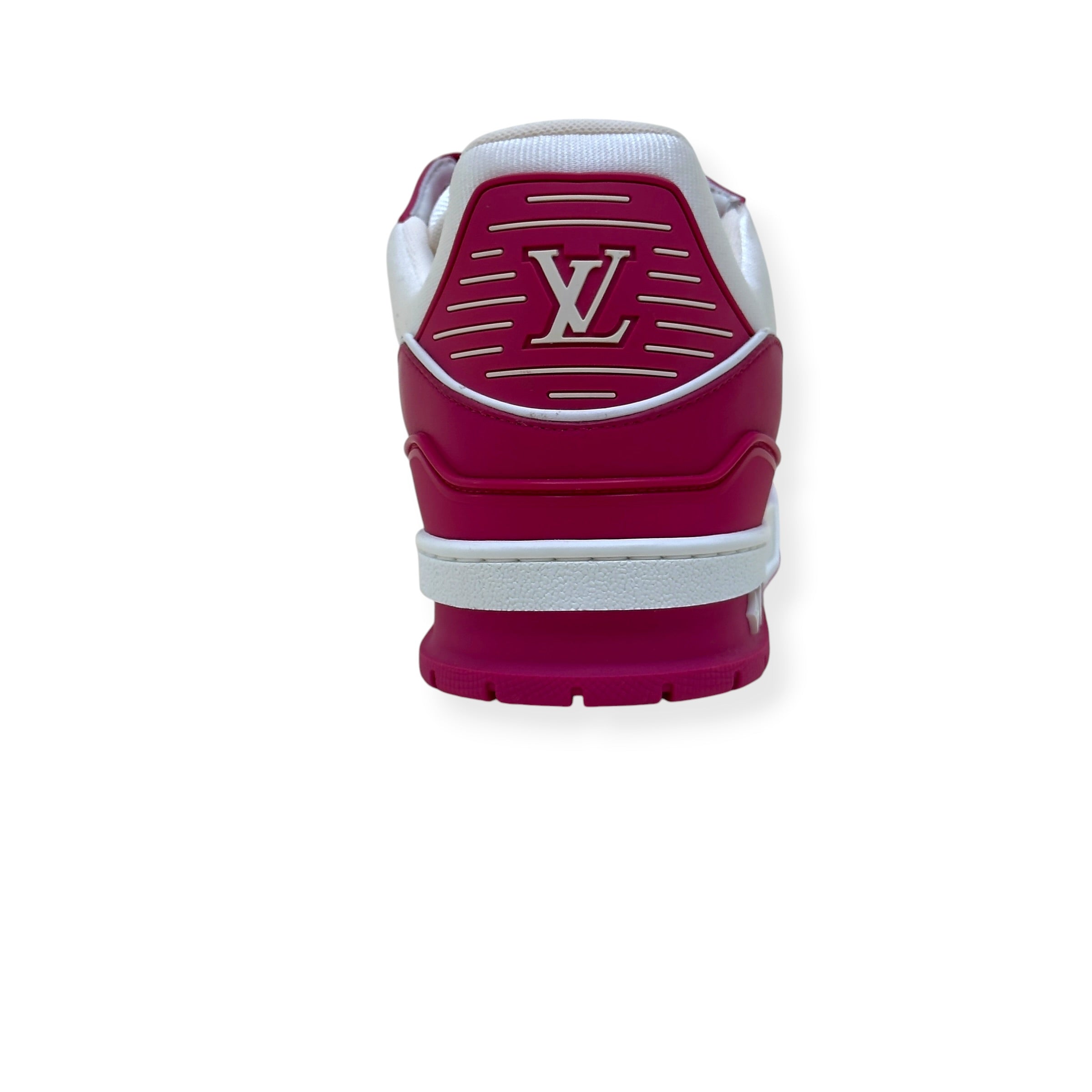 LOUIS VUITTON LV TRAINER MONOGRAM EMBOSSED SNEAKER PINK / WHITE UK9