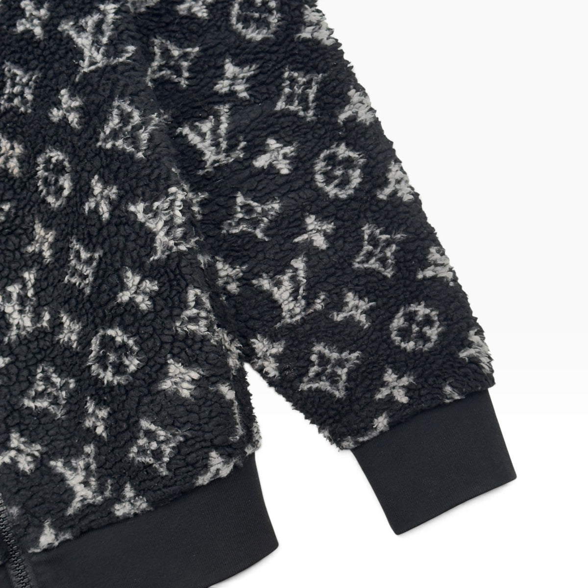 LOUIS VUITTON MONOGRAM JACQUARD FLEECE ZIP-UP JACKET BLACK / GREY M
