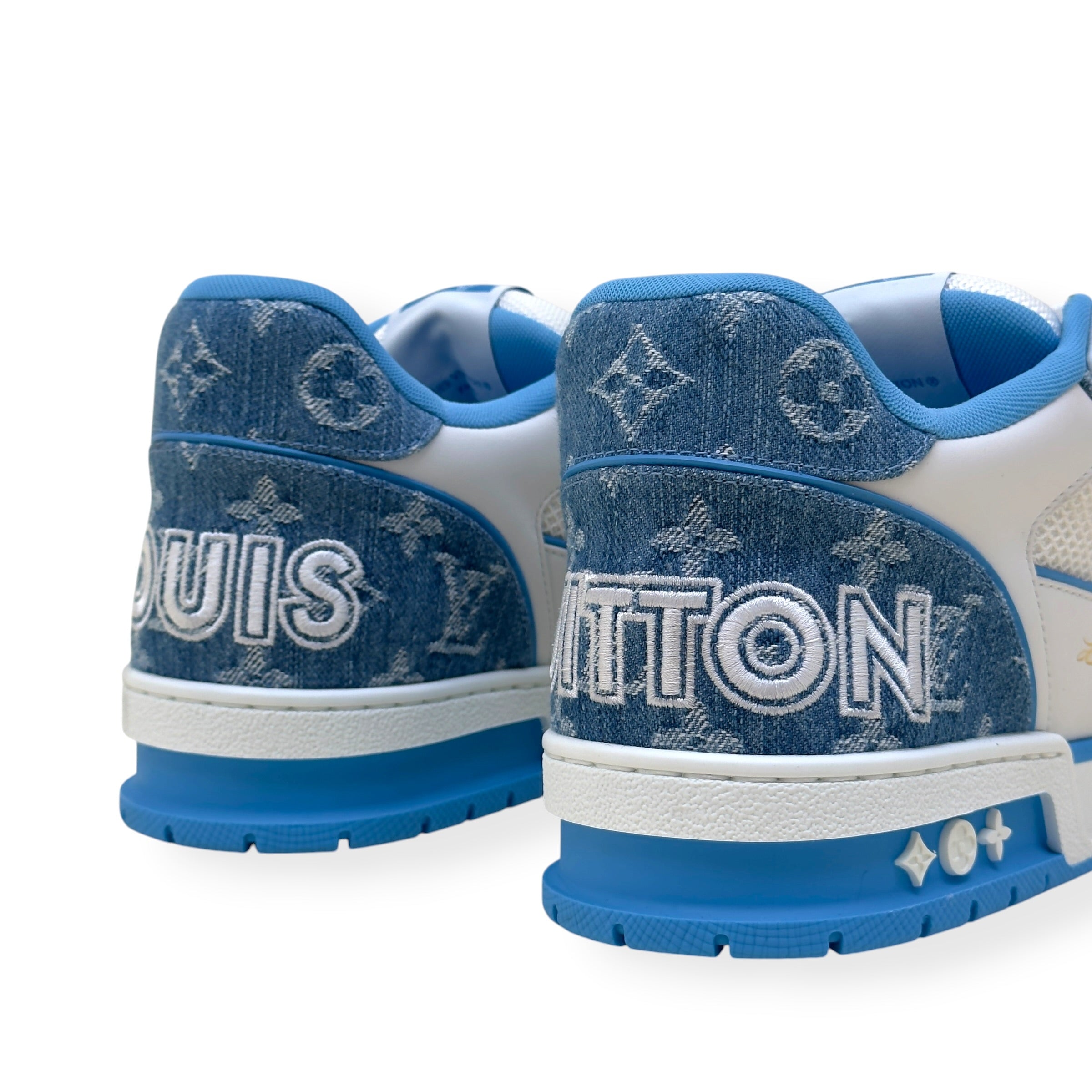 LOUIS VUITTON LV TRAINER MONOGRAM DENIM SNEAKER BLUE / WHITE UK9.5