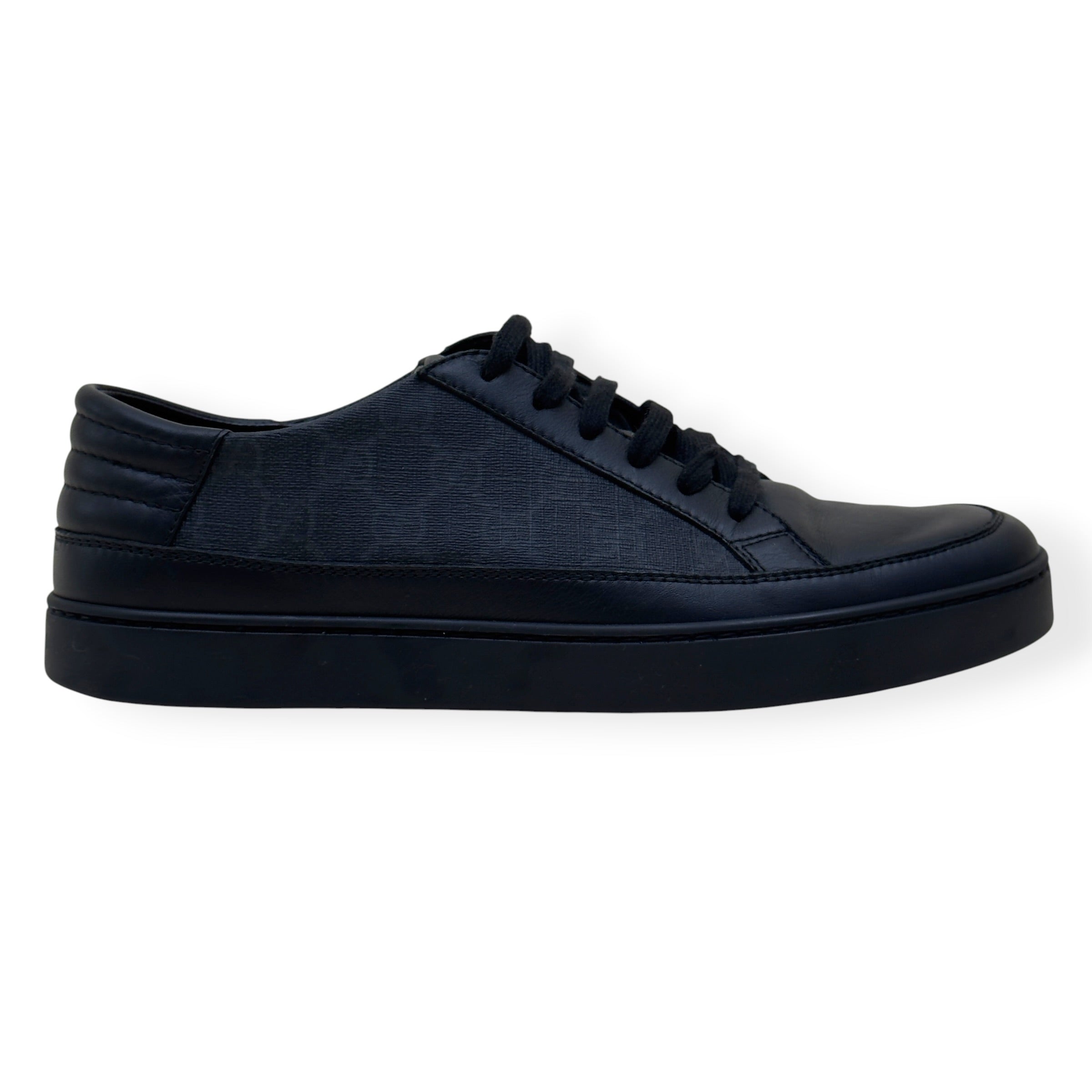 GUCCI SUPREME CANVAS LEATHER LOW-TOP SNEAKER BLACK UK8