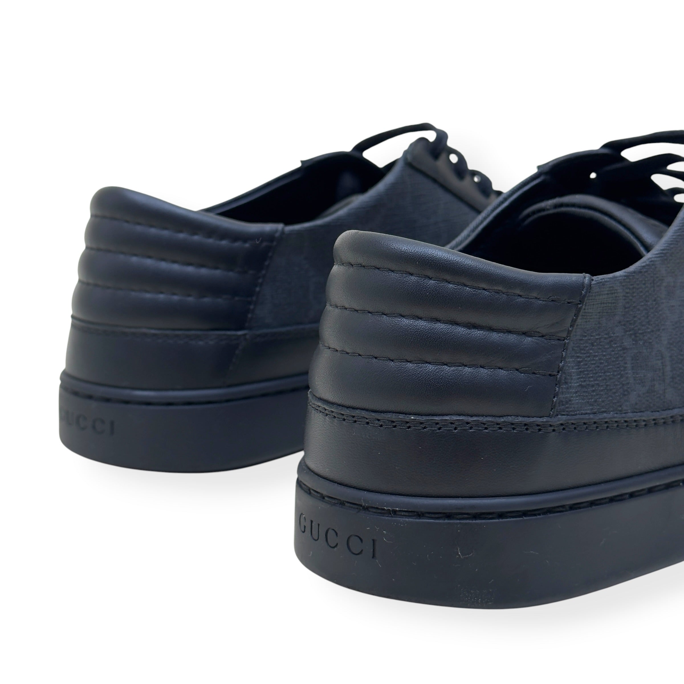 GUCCI SUPREME CANVAS LEATHER LOW-TOP SNEAKER BLACK UK8
