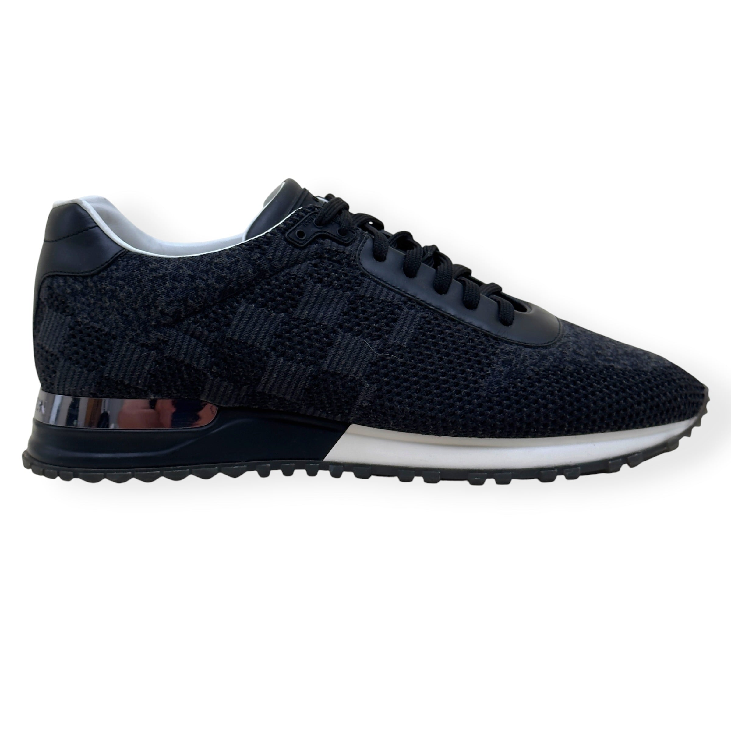 LOUIS VUITTON RUN AWAY DAMIER KNIT SNEAKER BLACK UK7