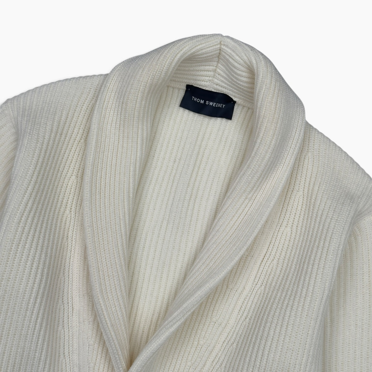 THOM SWEENEY MERINO SHAWL COLLAR CARDIGAN ECRU M