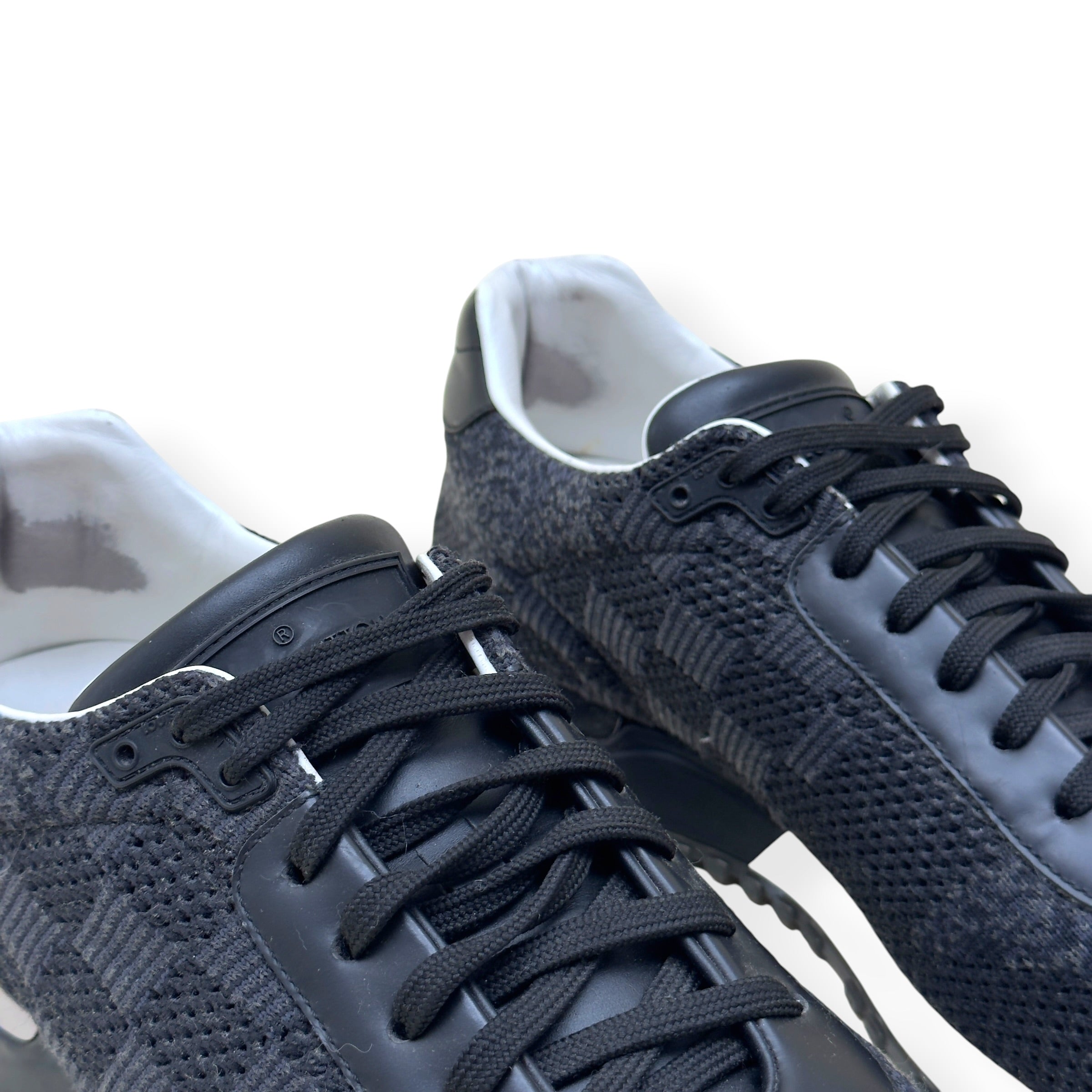 LOUIS VUITTON RUN AWAY DAMIER KNIT SNEAKER BLACK UK7