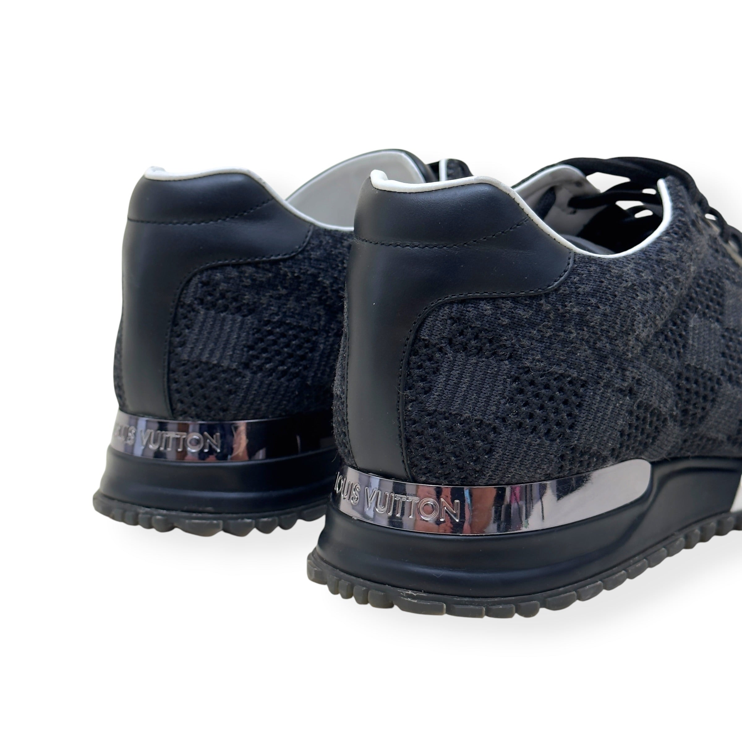 LOUIS VUITTON RUN AWAY DAMIER KNIT SNEAKER BLACK UK7