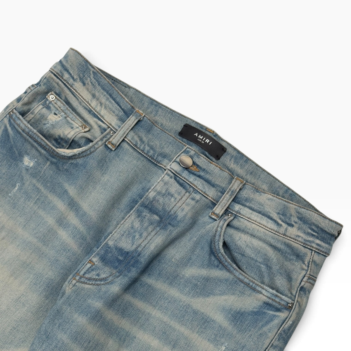 AMIRI MX1 LEATHER PATCH JEANS BLUE 33” / L