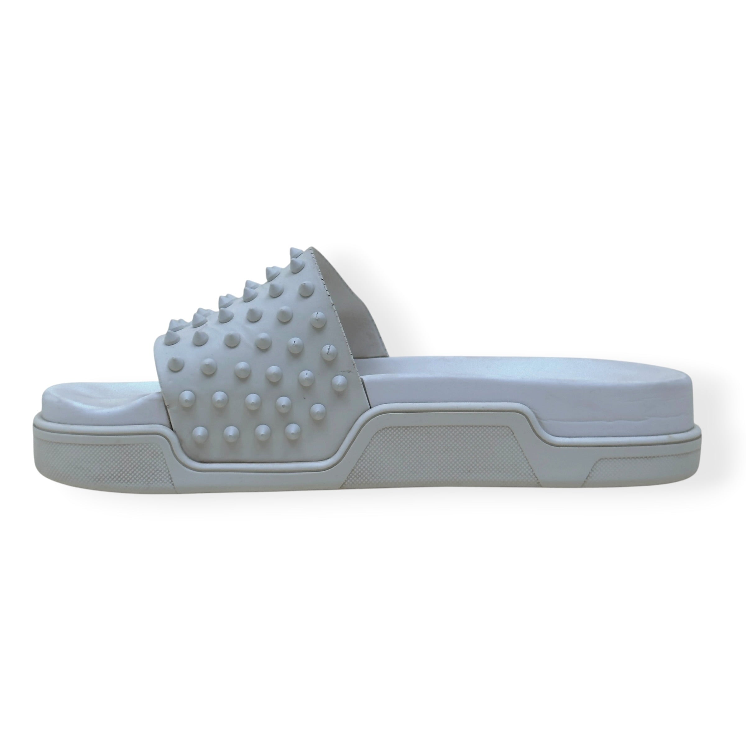CHRISTIAN LOUBOUTIN POOL FUN SPIKES SLIDE WHITE 42 / UK8