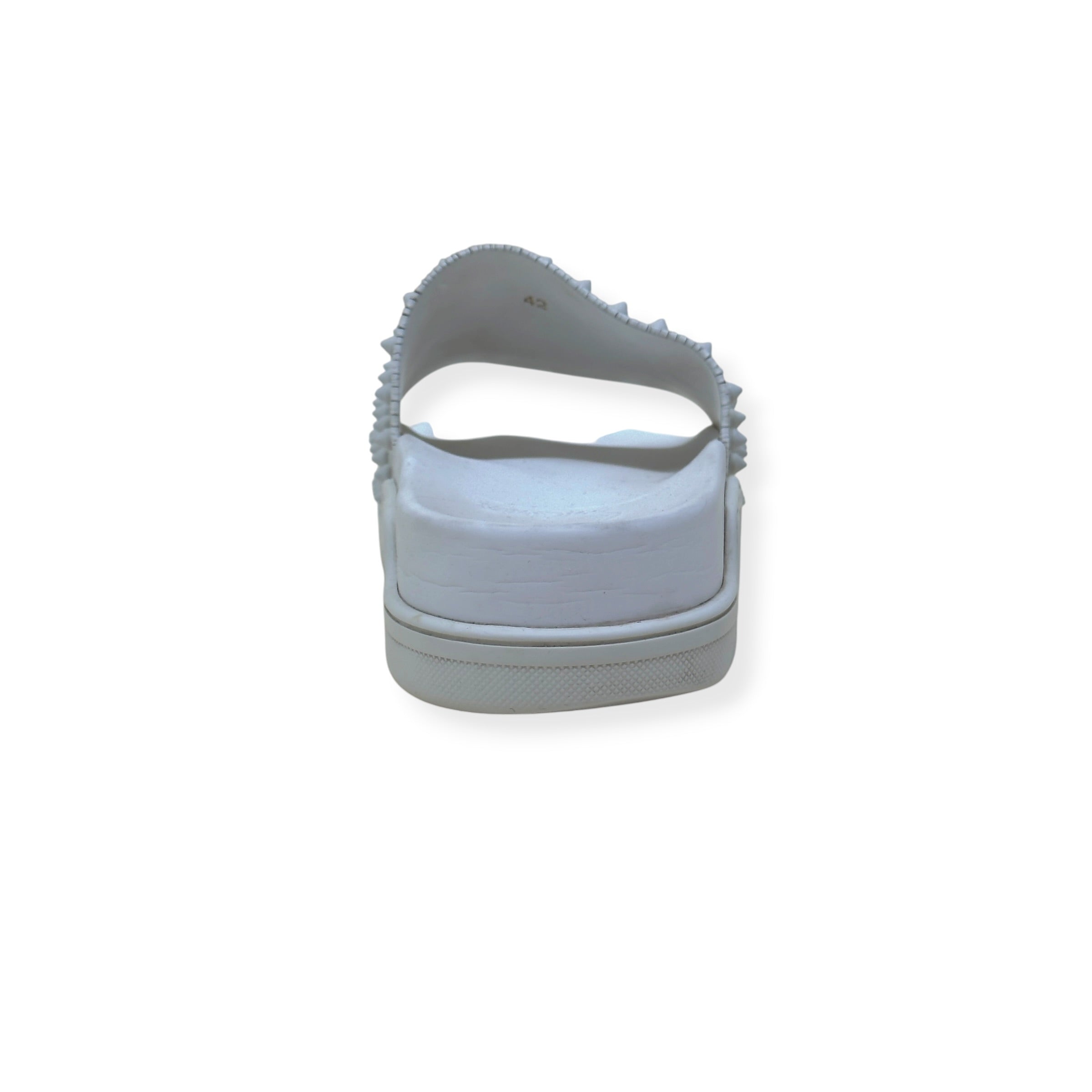 CHRISTIAN LOUBOUTIN POOL FUN SPIKES SLIDE WHITE 42 / UK8