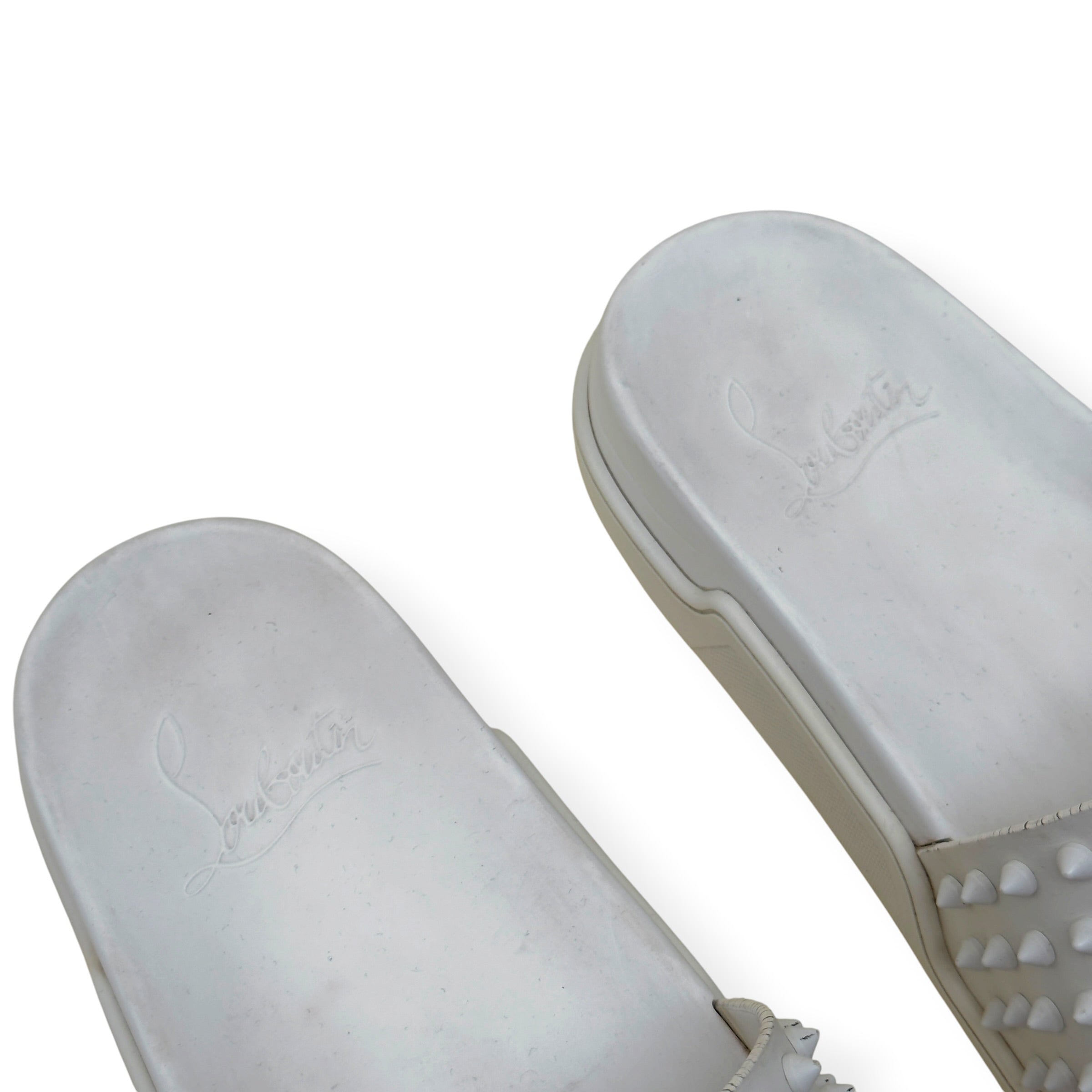 CHRISTIAN LOUBOUTIN POOL FUN SPIKES SLIDE WHITE 42 / UK8