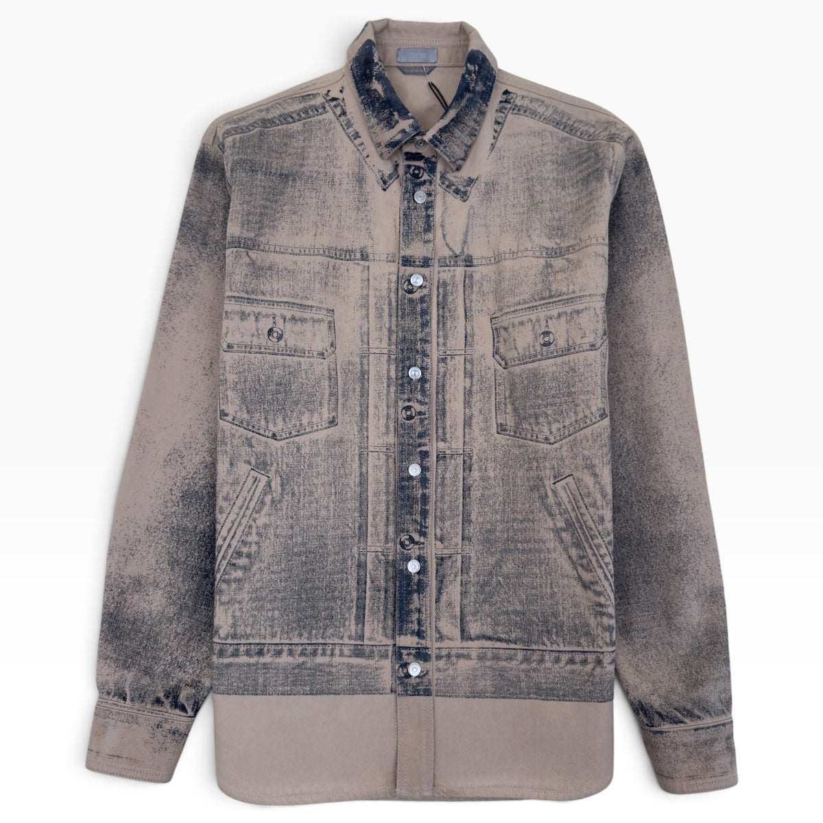 DIOR ACID WASH LOGO PRINTED OVERSHIRT BEIGE 40 / M