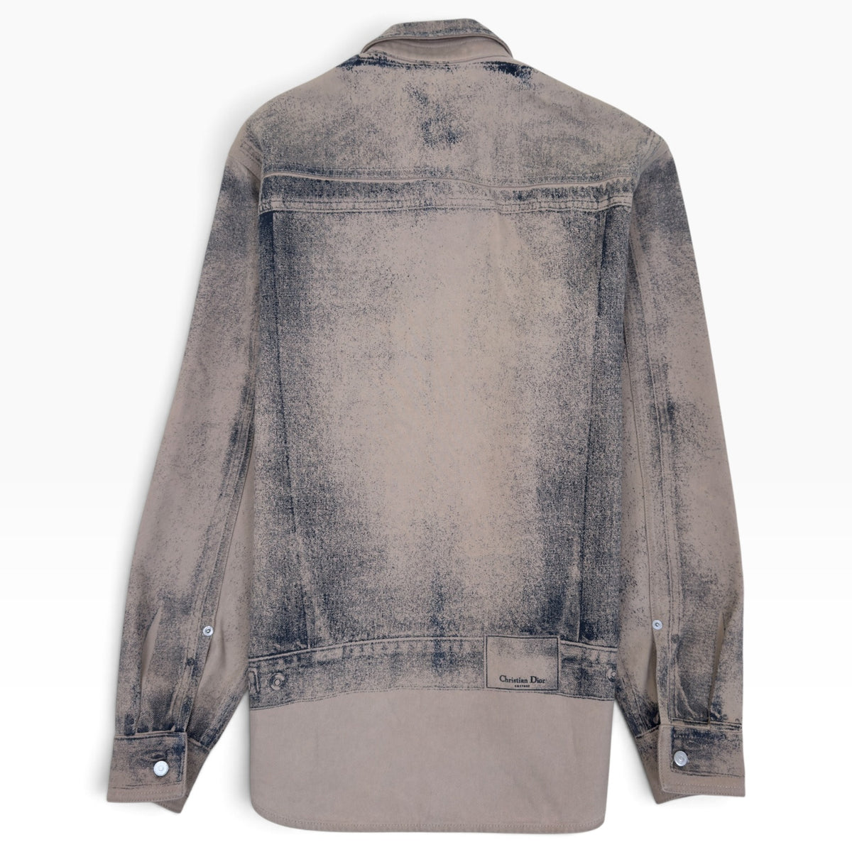 DIOR ACID WASH LOGO PRINTED OVERSHIRT BEIGE 40 / M