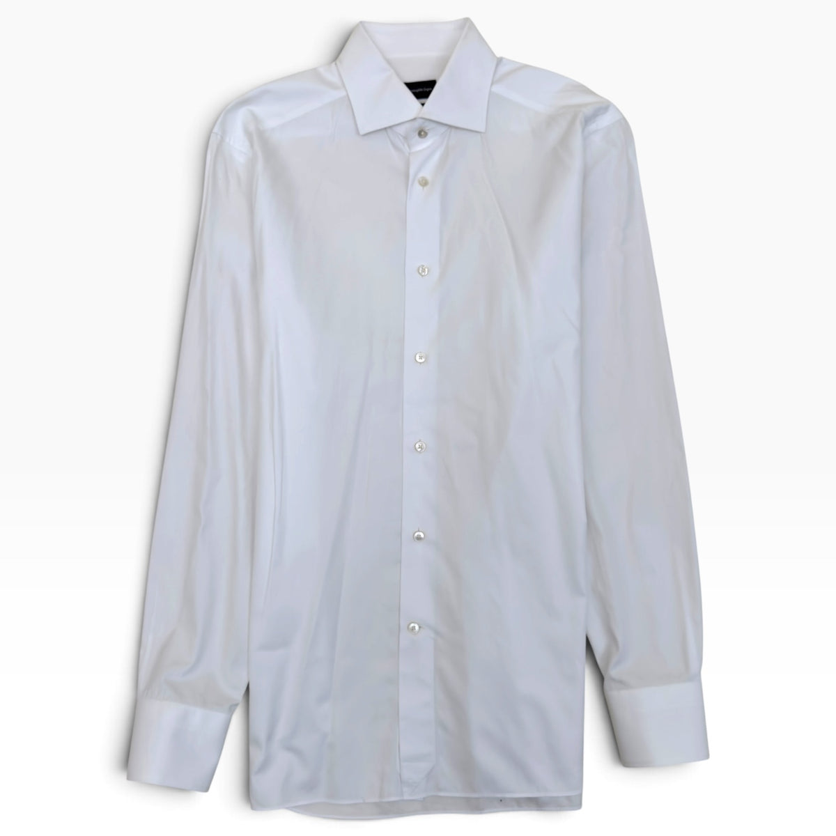 ZEGNA TROFEO TAILORED FIT COTTON SHIRT WHITE M