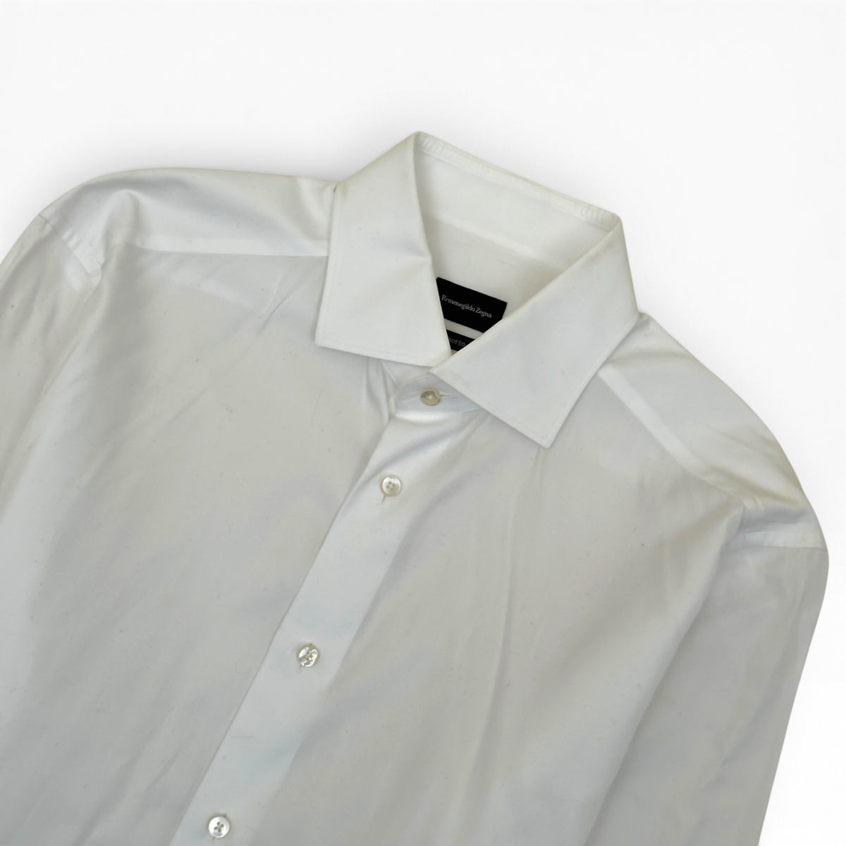 ZEGNA TROFEO TAILORED FIT COTTON SHIRT WHITE M