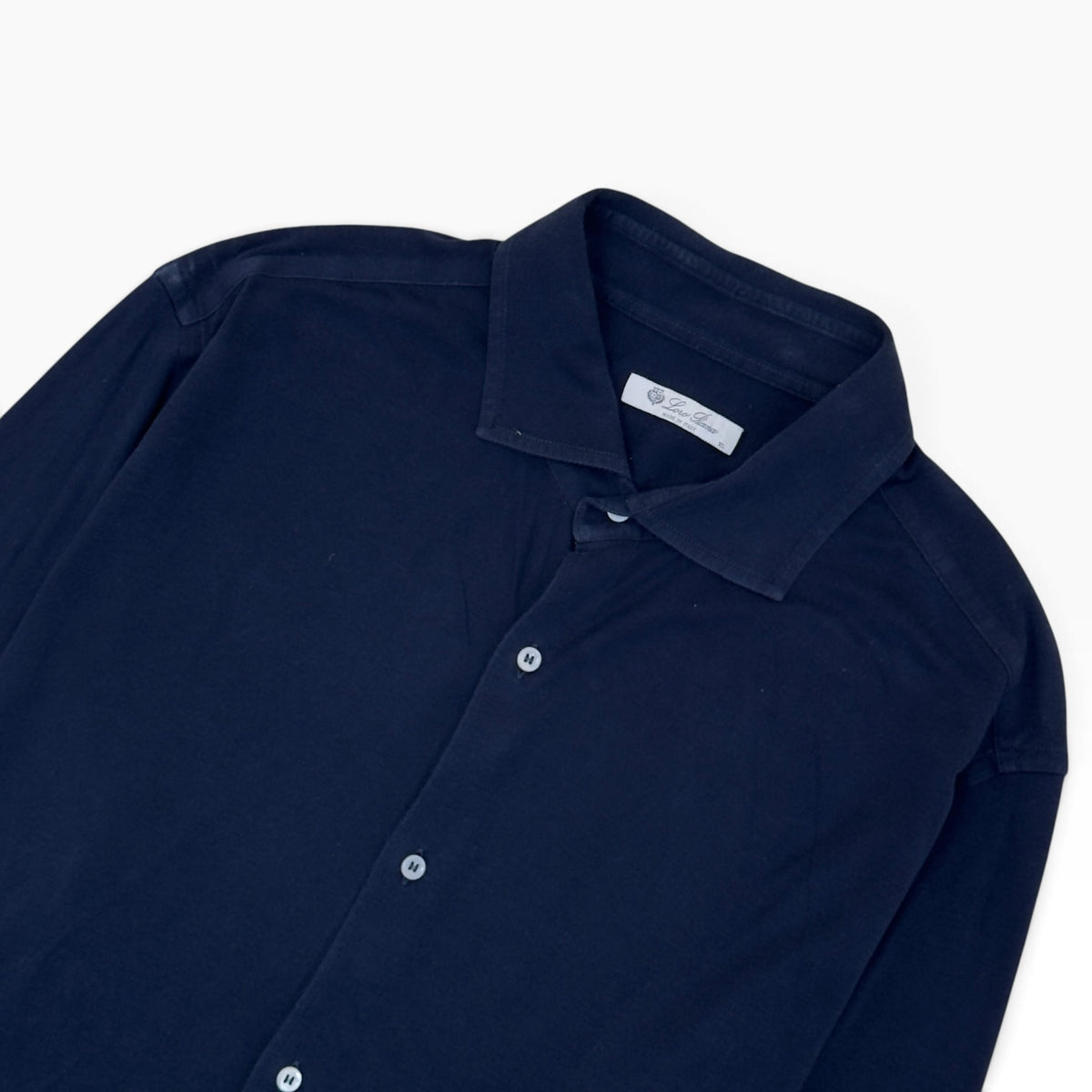 LORO PIANA ANDREW COTTON JERSEY SHIRT NAVY XL