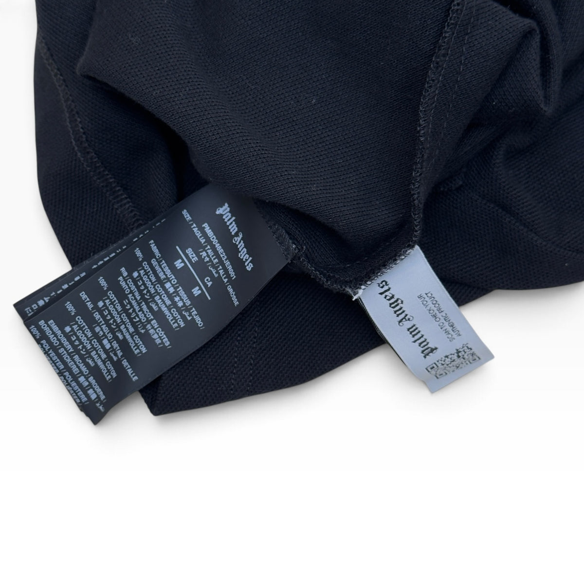PALM ANGELS MONOGRAM PIQUE LONG SLEEVE SHIRT BLACK / BEIGE M