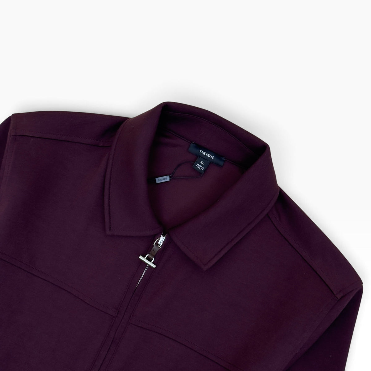REISS NEWLAND INTERLOCK ZIP JACKET BURGUNDY XL