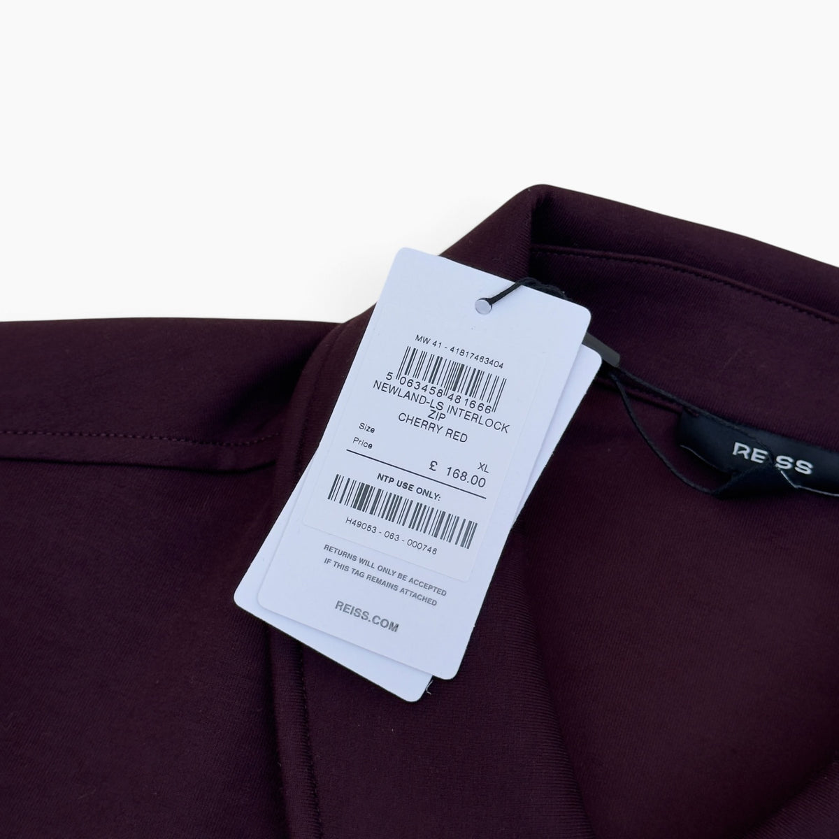 REISS NEWLAND INTERLOCK ZIP JACKET BURGUNDY XL