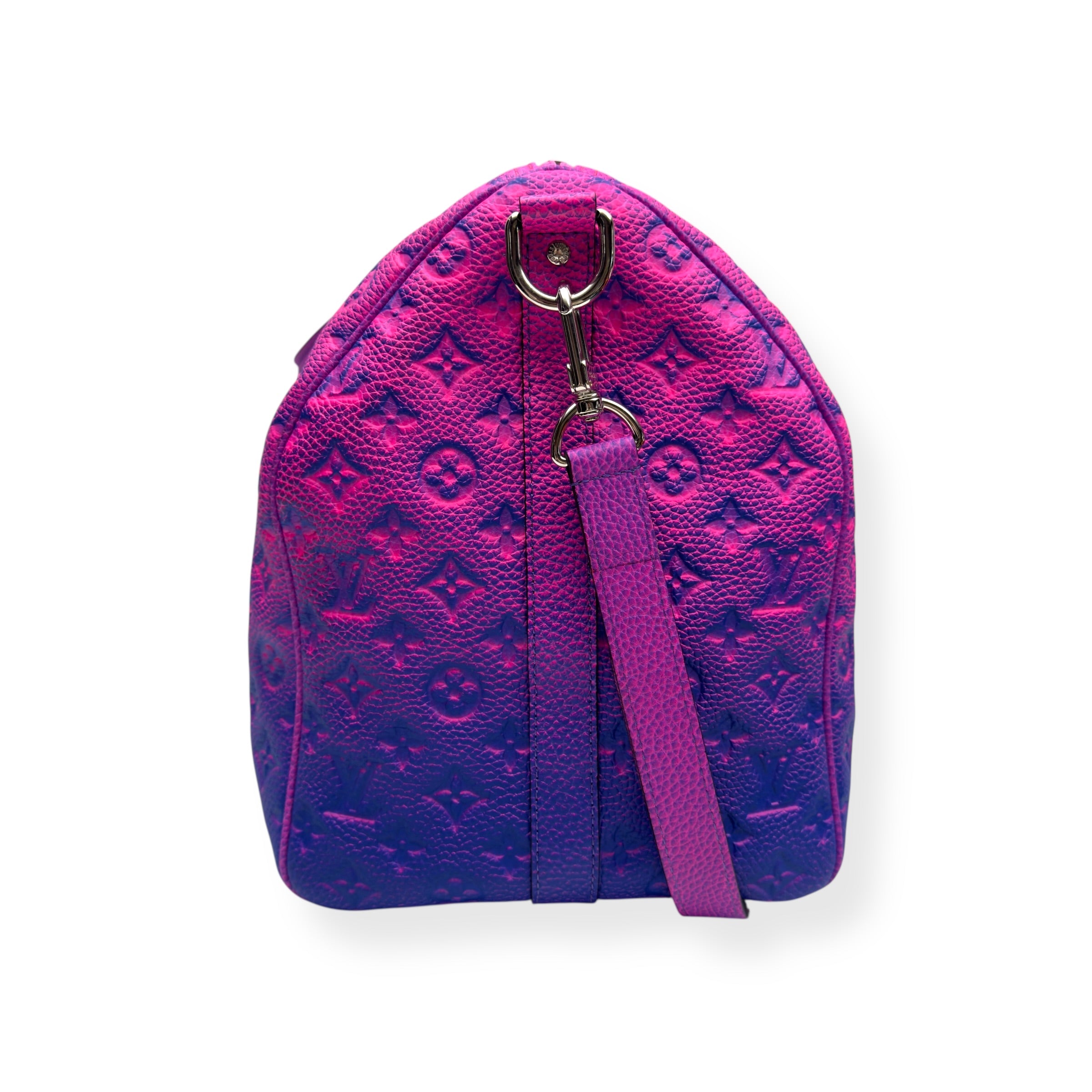 LOUIS VUITTON KEEPALL BANDOULIÈRE TAURILLON ILLUSION BAG PINK / BLUE 50B