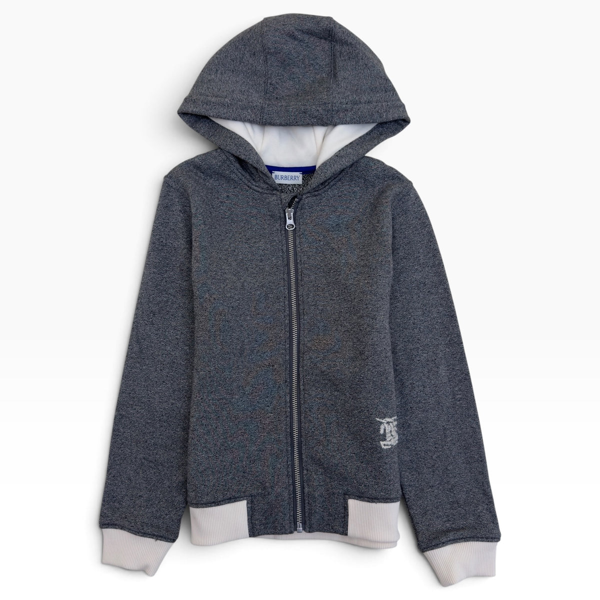 BURBERRY ZIP-UP HOODIE GREY / WHITE 8Y