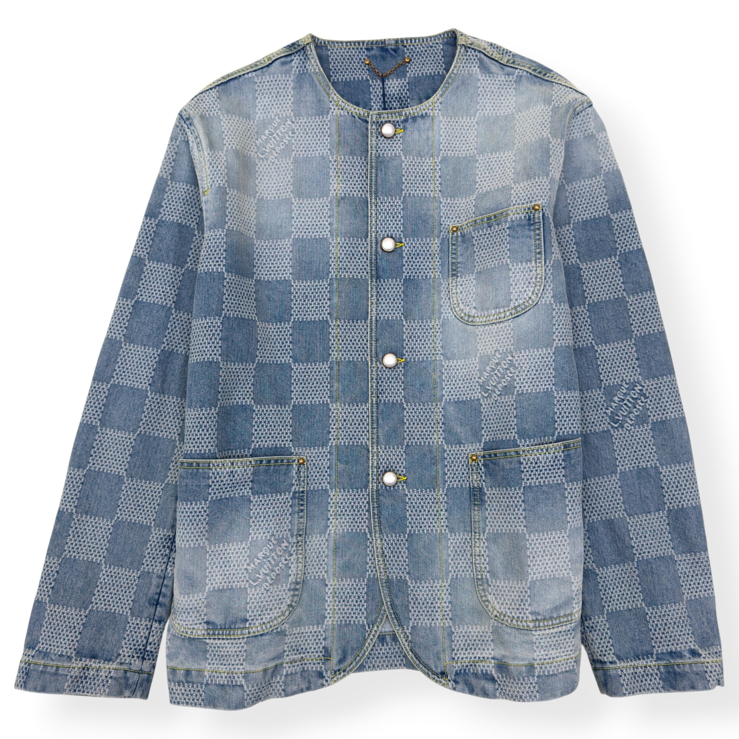 LOUIS VUITTON DAMIER DENIM 3D CHIC JACKET INDIGO BLUE 54 / XL