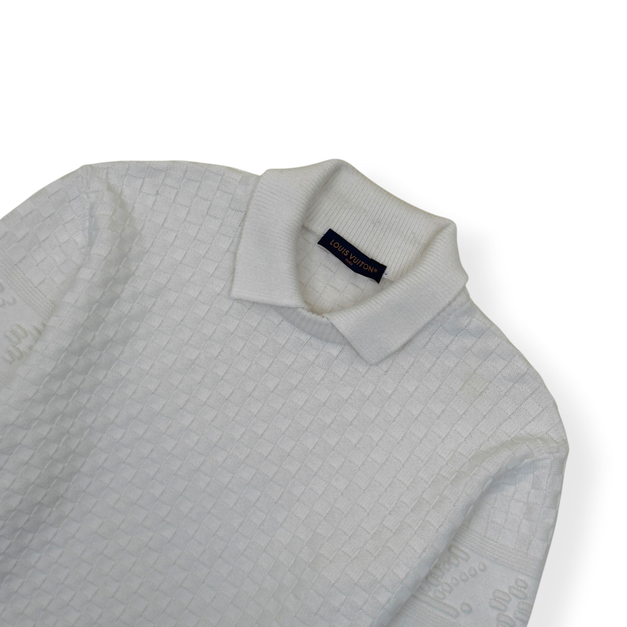 LOUIS VUITTON DAMIER POLO SWEATER WHITE XL
