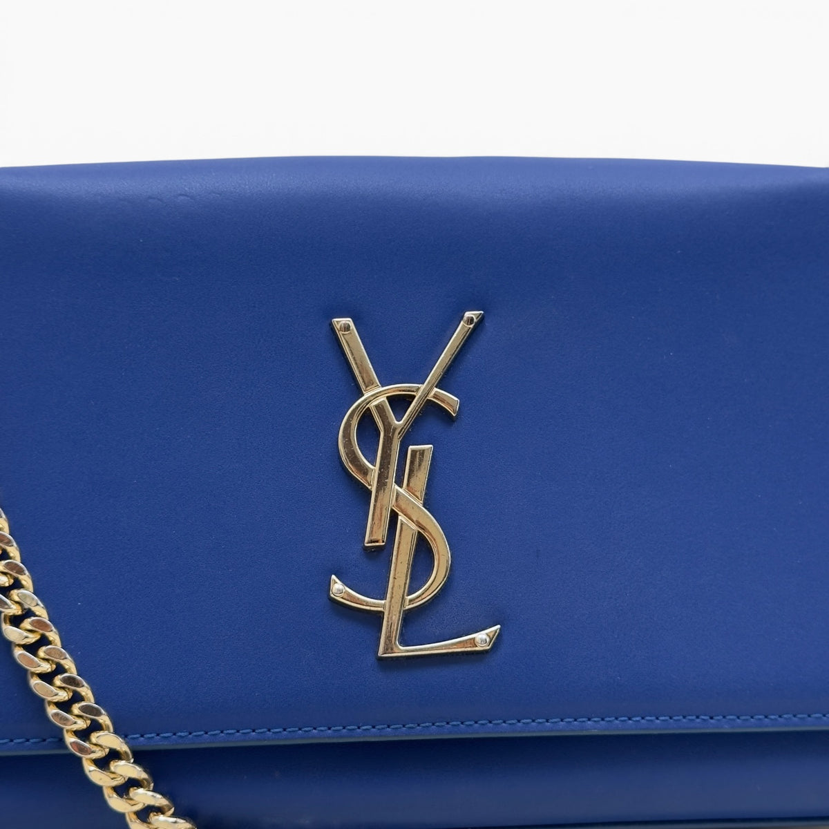 SAINT LAURENT YSL KATE CHAIN SHOULDER BAG ROYAL BLUE / GOLD M