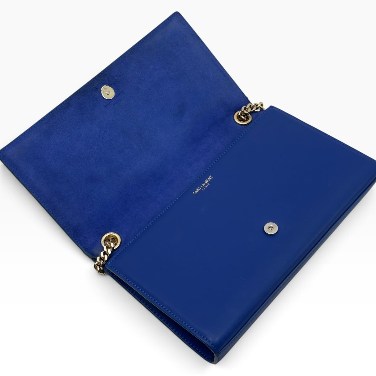 SAINT LAURENT YSL KATE CHAIN SHOULDER BAG ROYAL BLUE / GOLD M