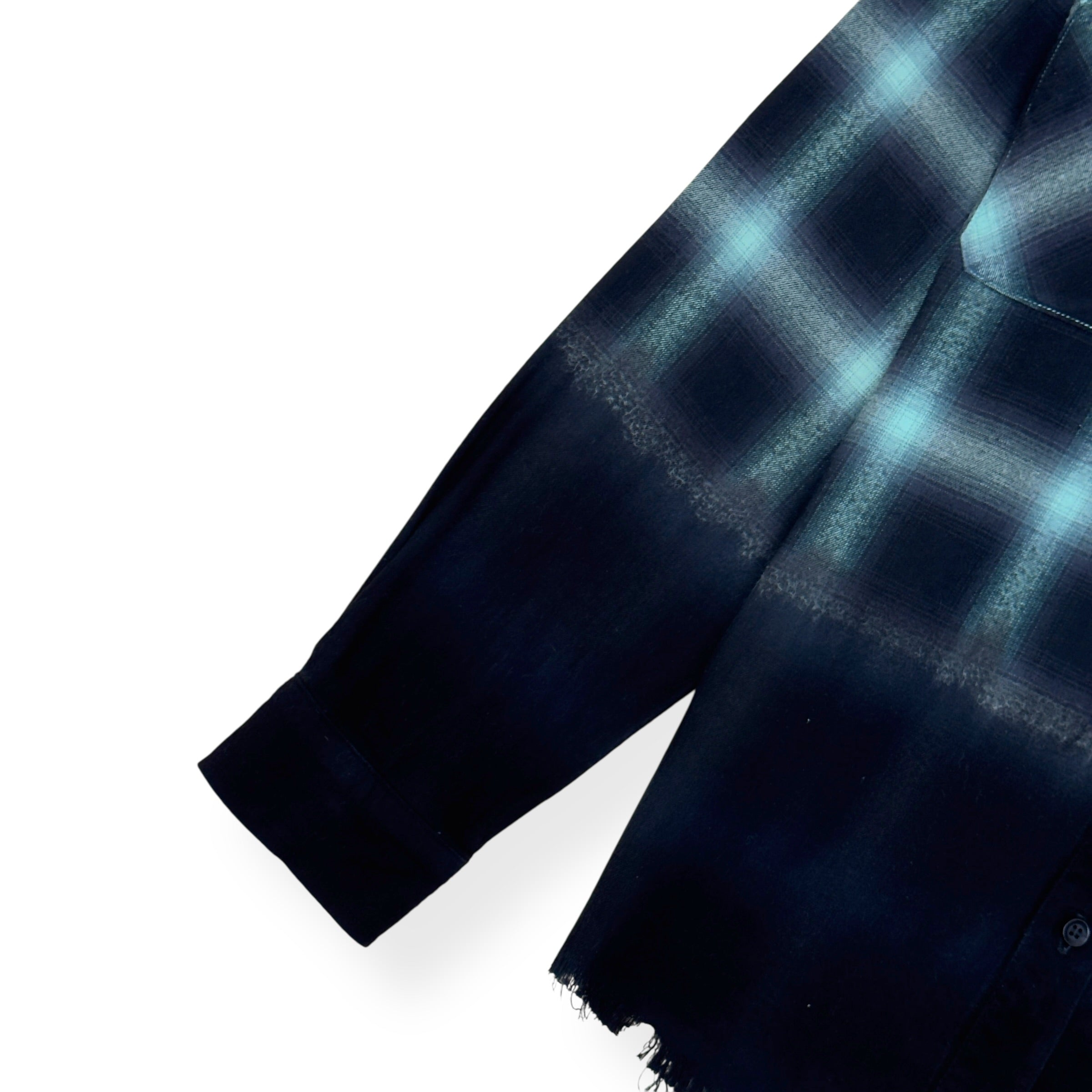 AMIRI DIP-DYED CHECKED COTTON-FLANNEL SHIRT AQUA / NAVY S