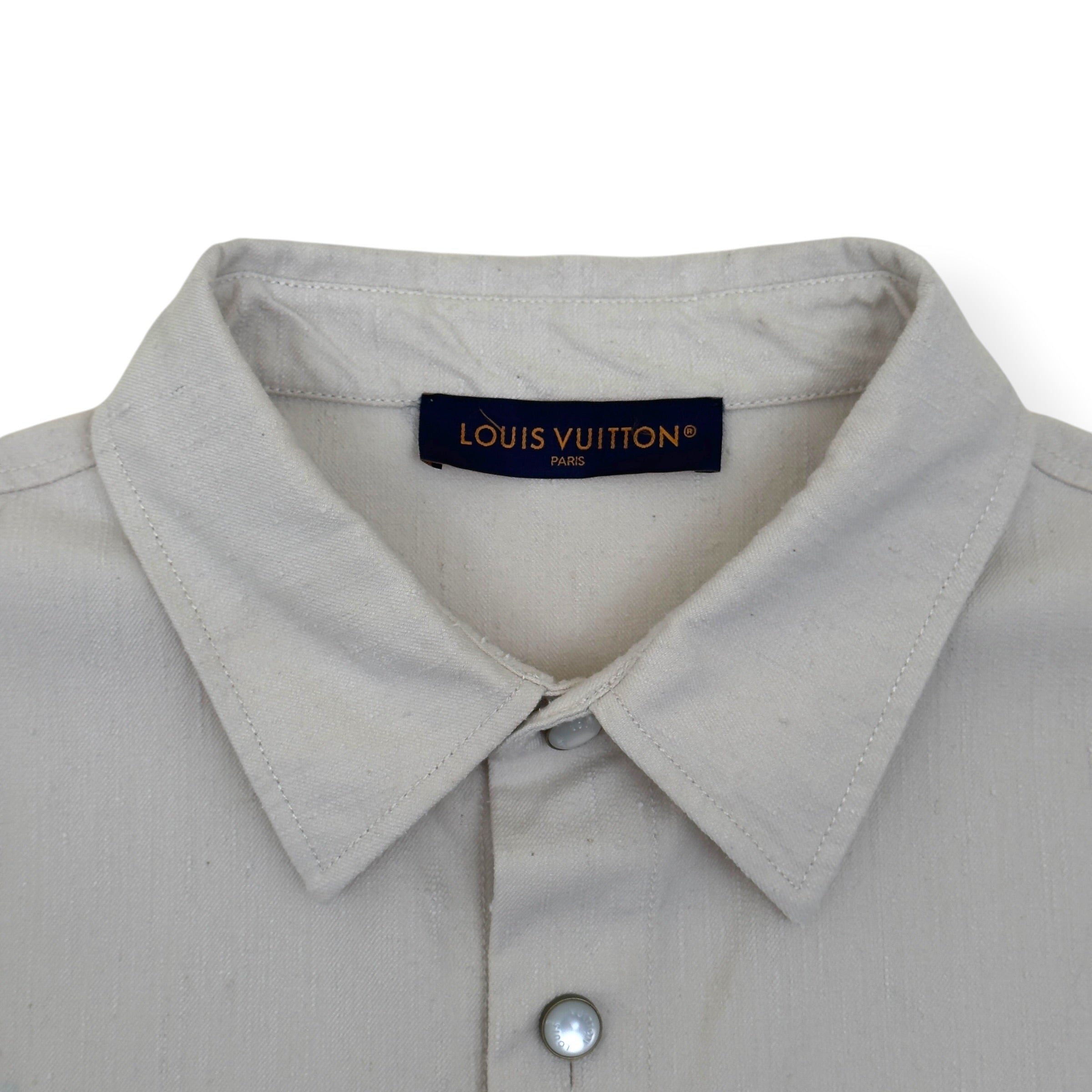LOUIS VUITTON SILK-BLEND SHORT-SLEEVE SHIRT ECRU XXL