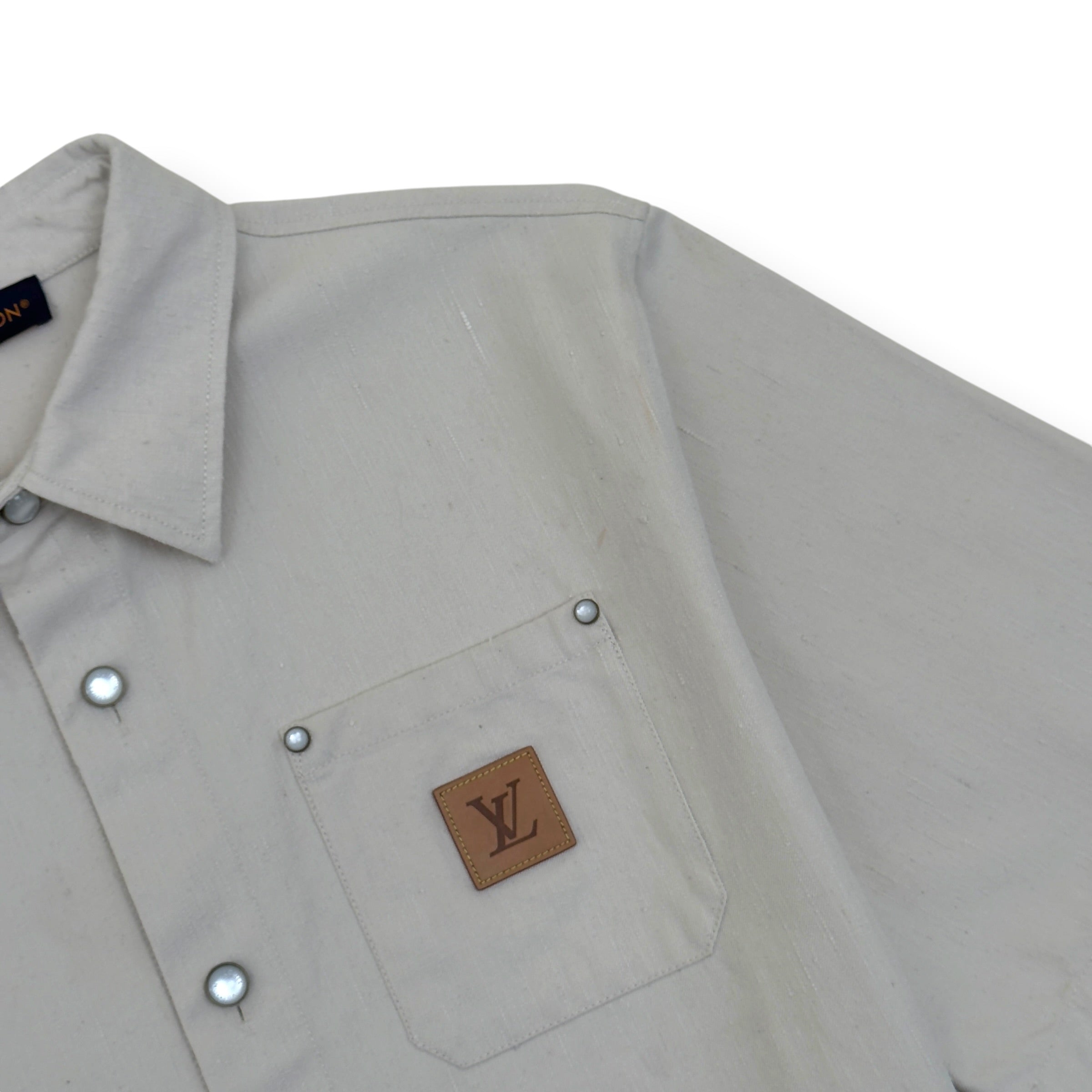 LOUIS VUITTON SILK-BLEND SHORT-SLEEVE SHIRT ECRU XXL
