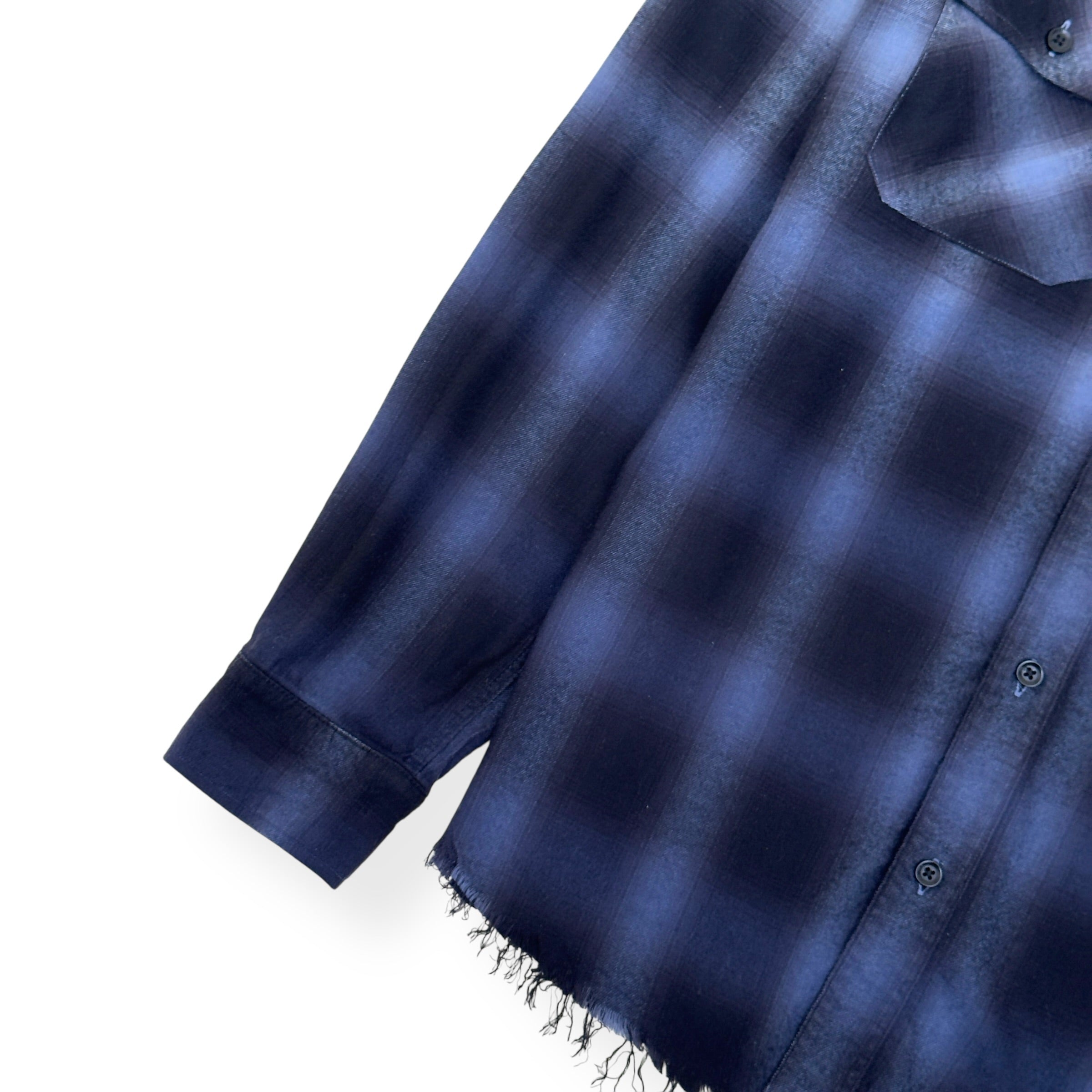 AMIRI DIP-DYED CHECKED COTTON-FLANNEL SHIRT BLUE / NAVY S