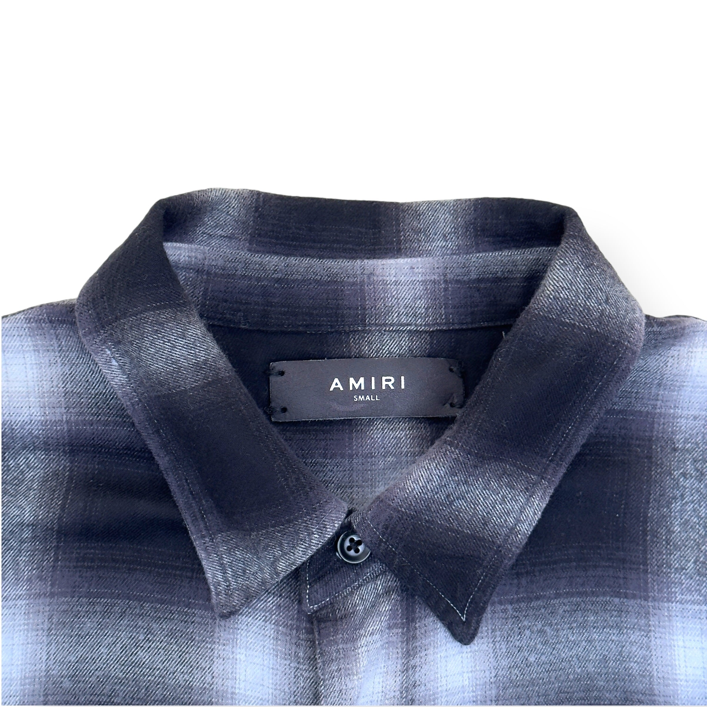 AMIRI DIP-DYED CHECKED COTTON-FLANNEL SHIRT BLUE / NAVY S
